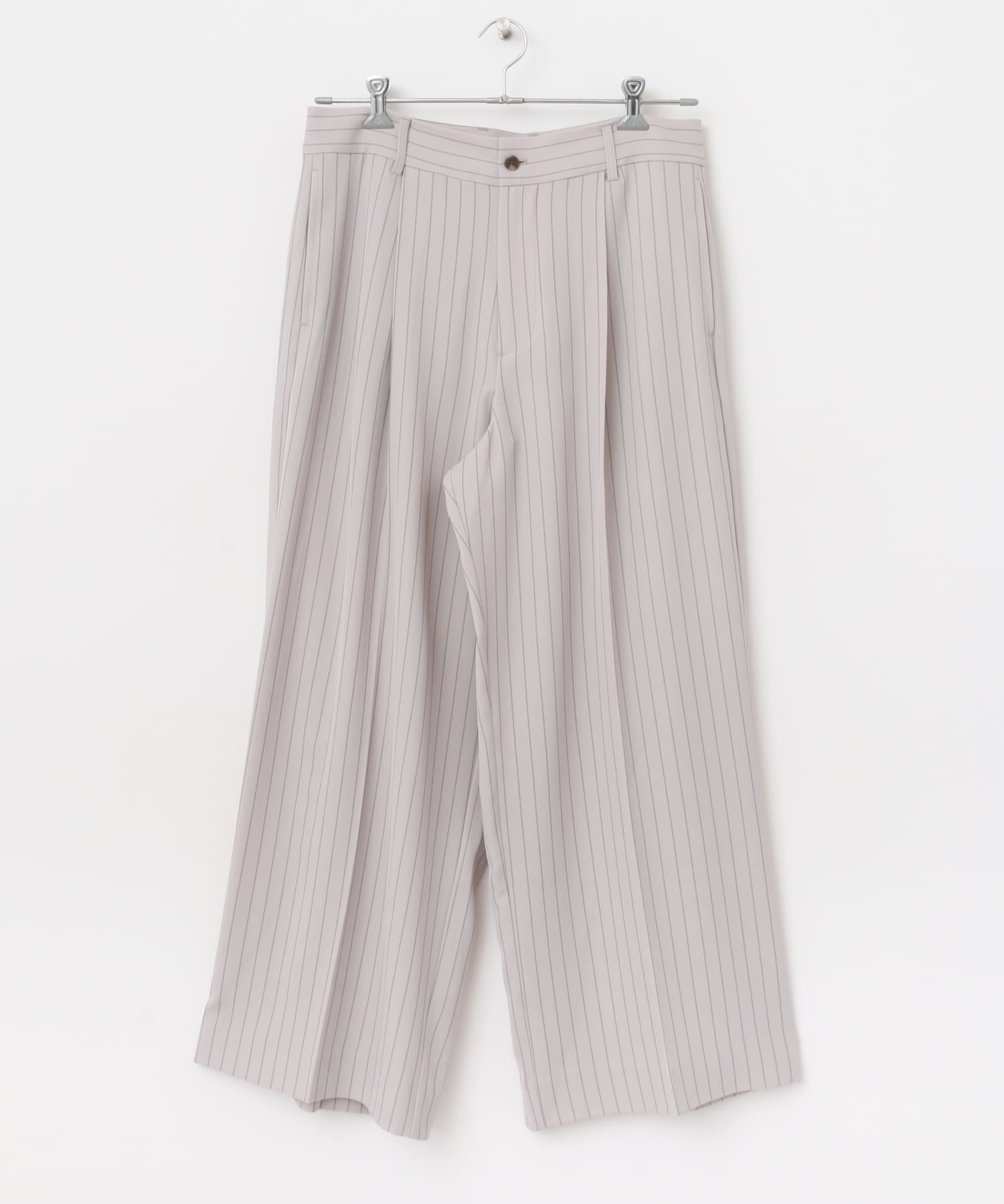 ワンタックピンストライプワイドスラックス GRAY M