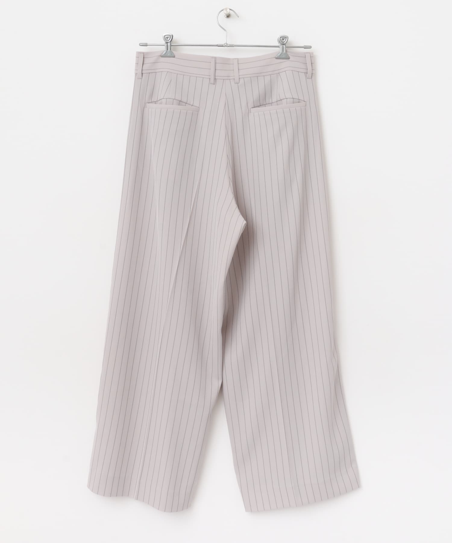 ワンタックピンストライプワイドスラックス GRAY M
