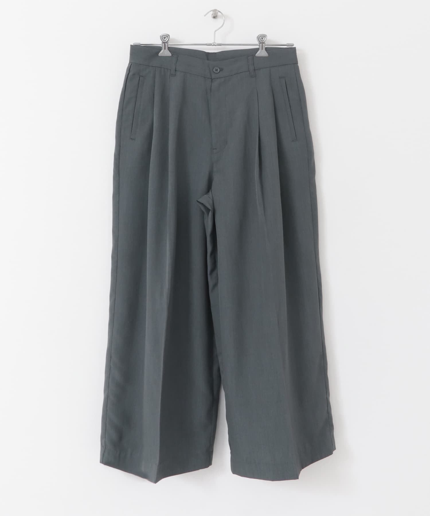ボリュームダブルタックワイドパンツ CHARCOAL M