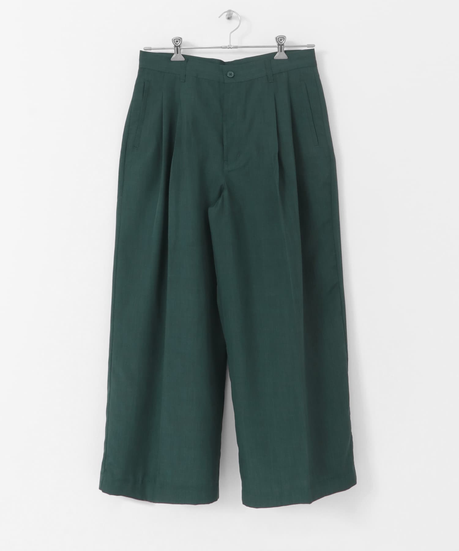 ボリュームダブルタックワイドパンツ GREEN M