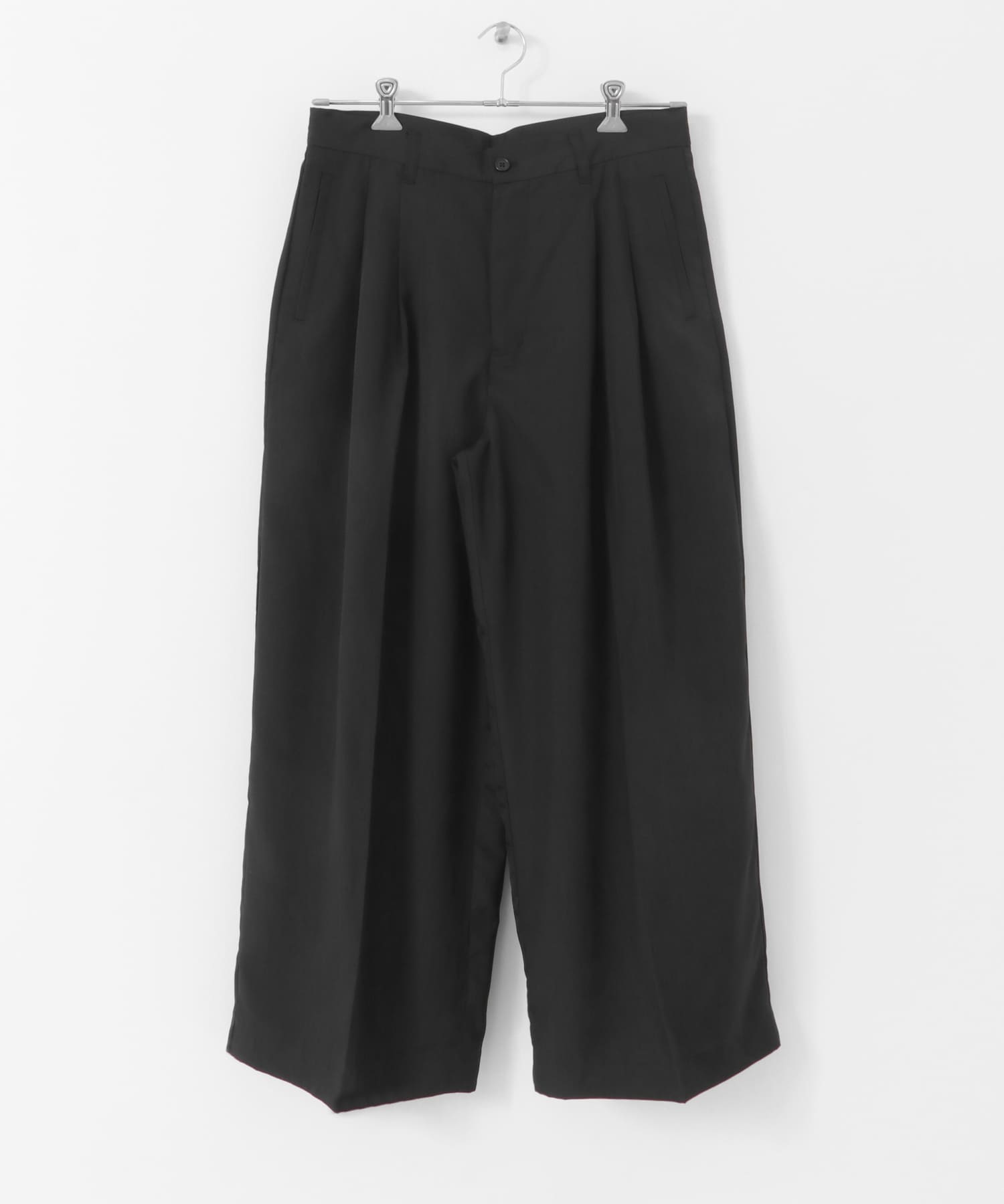 ボリュームダブルタックワイドパンツ BLACK M