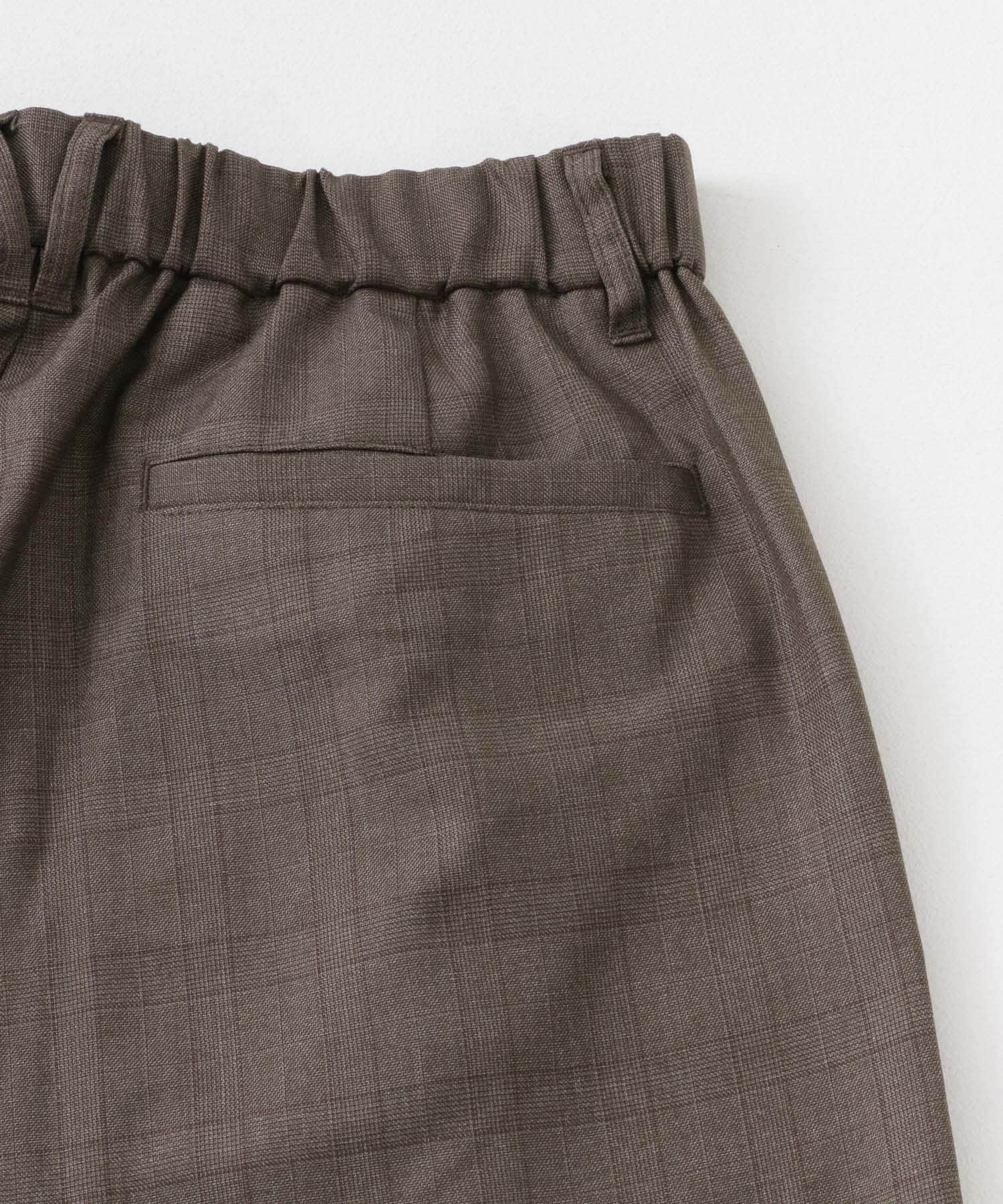 チェックワンタックワイドスラックス BROWN M
