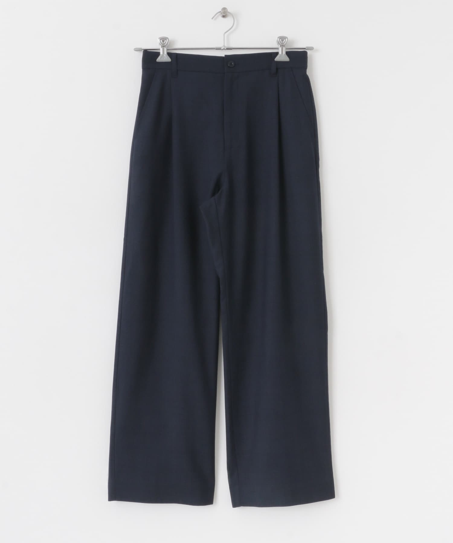 チェックワンタックワイドスラックス NAVY M