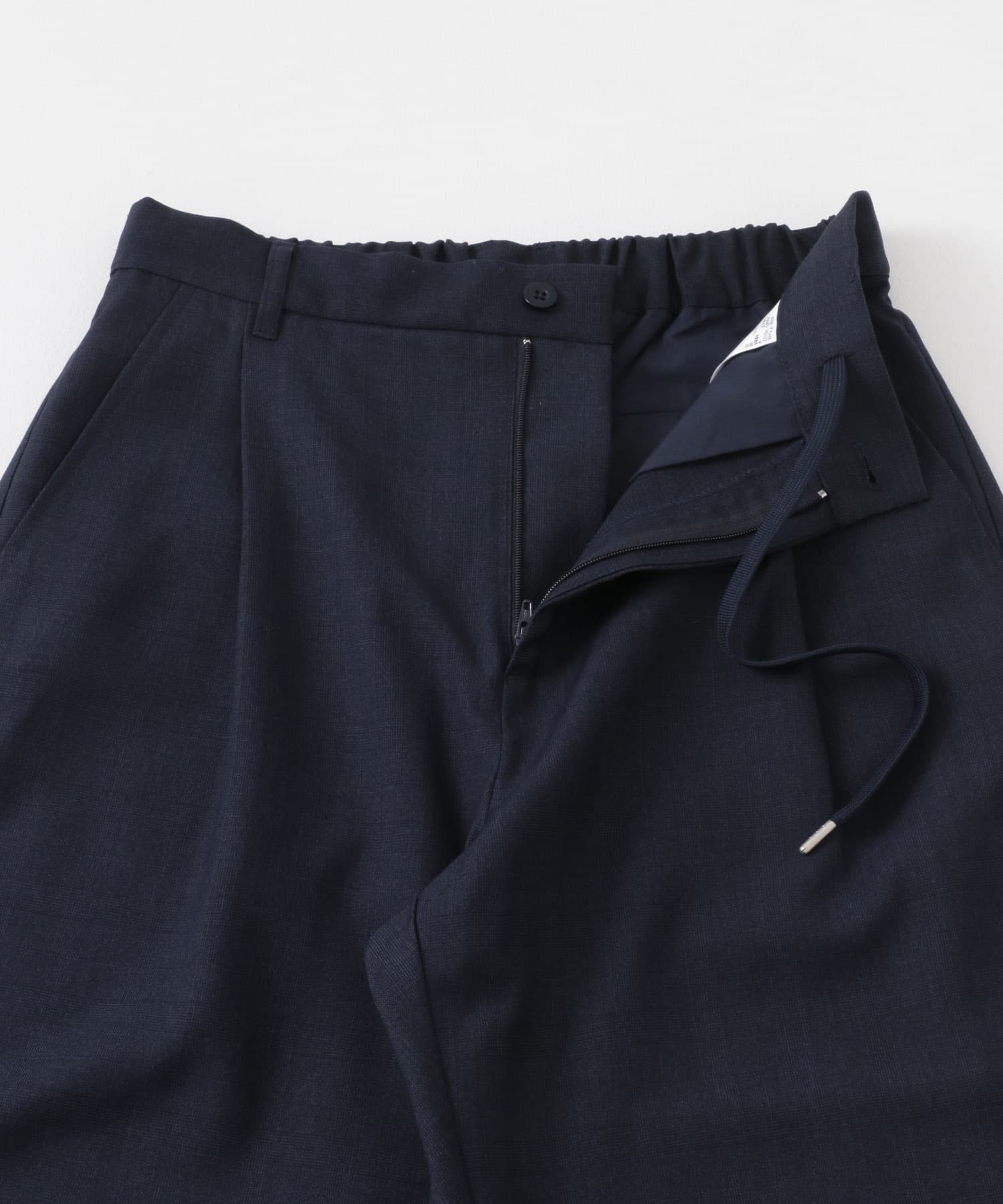 チェックワンタックワイドスラックス NAVY M