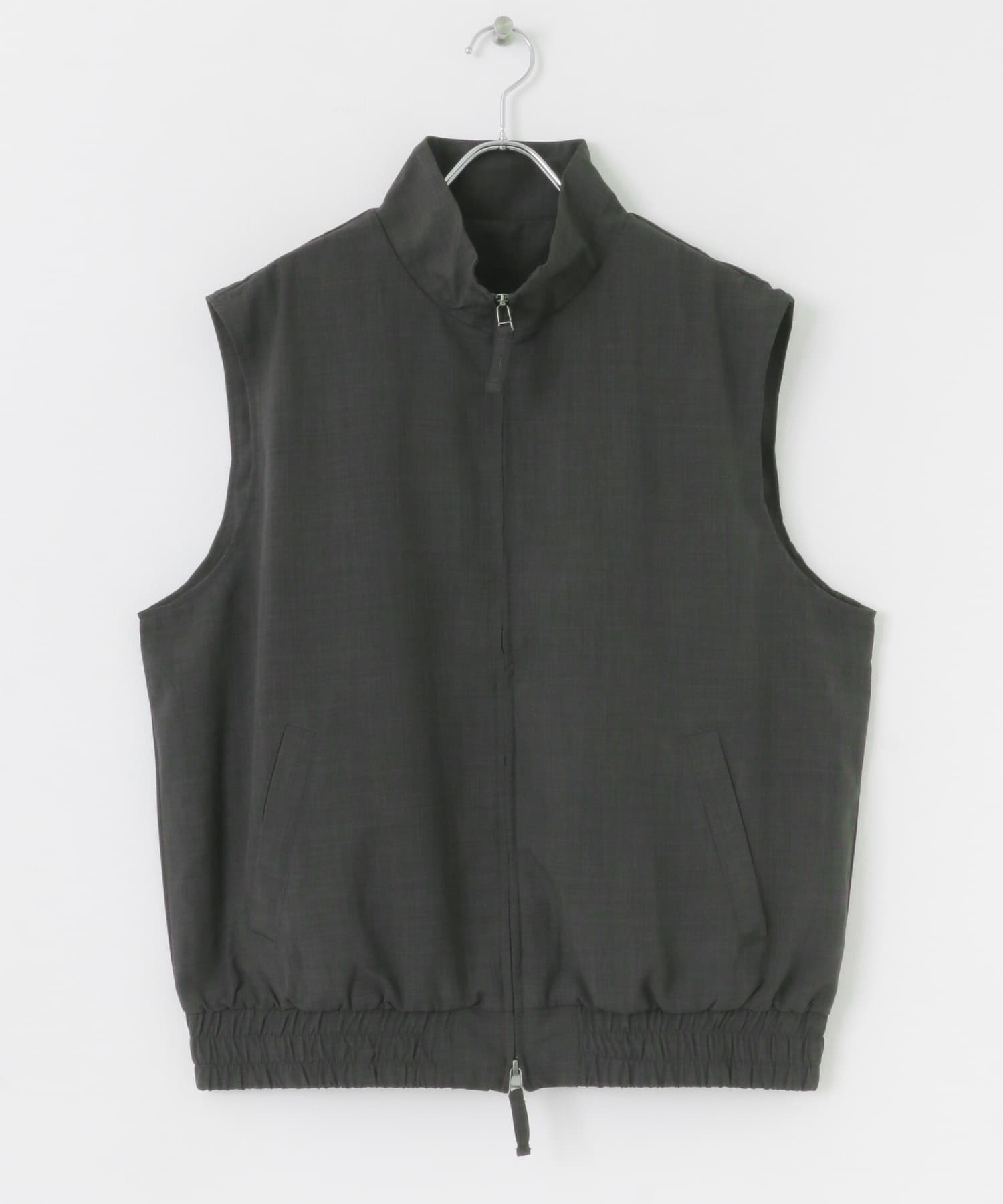 『イージーケア/セットアップ対応』リネンライクスタンドカラーWジップベスト CHARCOAL M