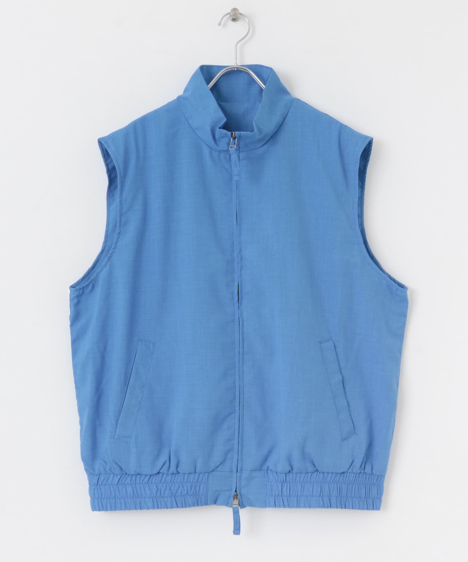 『イージーケア/セットアップ対応』リネンライクスタンドカラーWジップベスト L.BLUE M