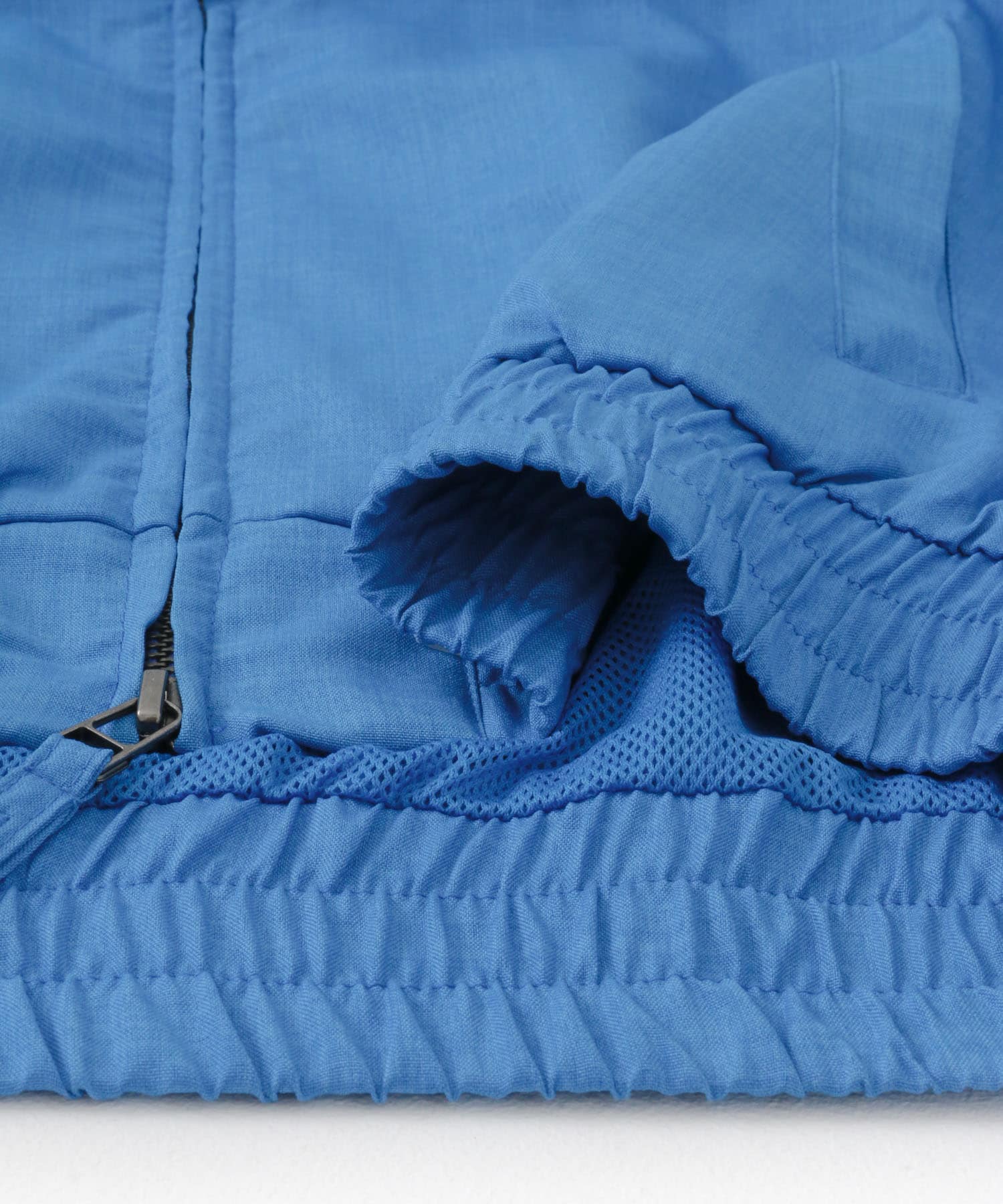 『イージーケア/セットアップ対応』リネンライクスタンドカラーWジップベスト L.BLUE M