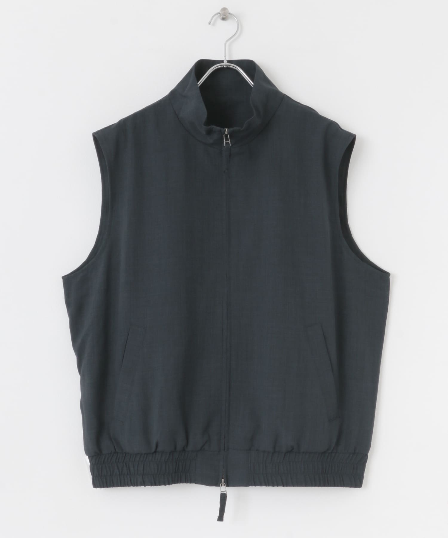 『イージーケア/セットアップ対応』リネンライクスタンドカラーWジップベスト NAVY M