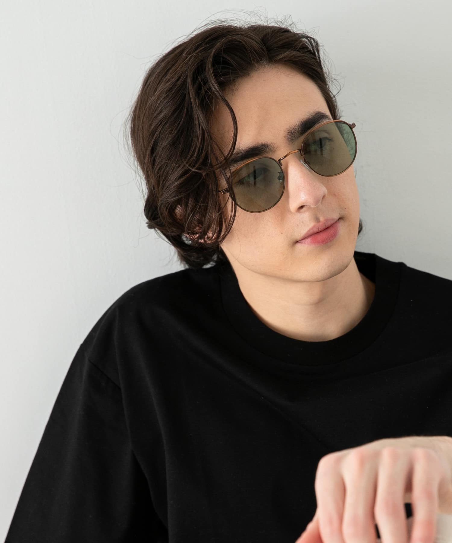 『ユニセックス』メタルフレームボストンサングラス GREEN one