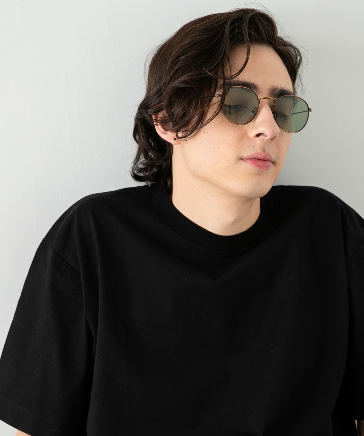 『ユニセックス』メタルフレームボストンサングラス GREEN one