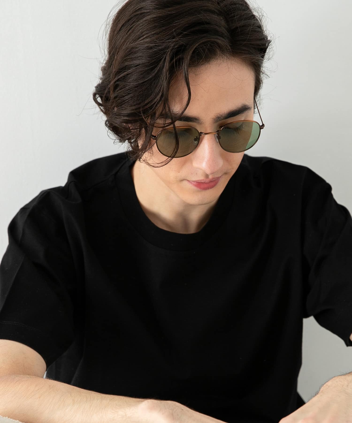 『ユニセックス』メタルフレームボストンサングラス GREEN one