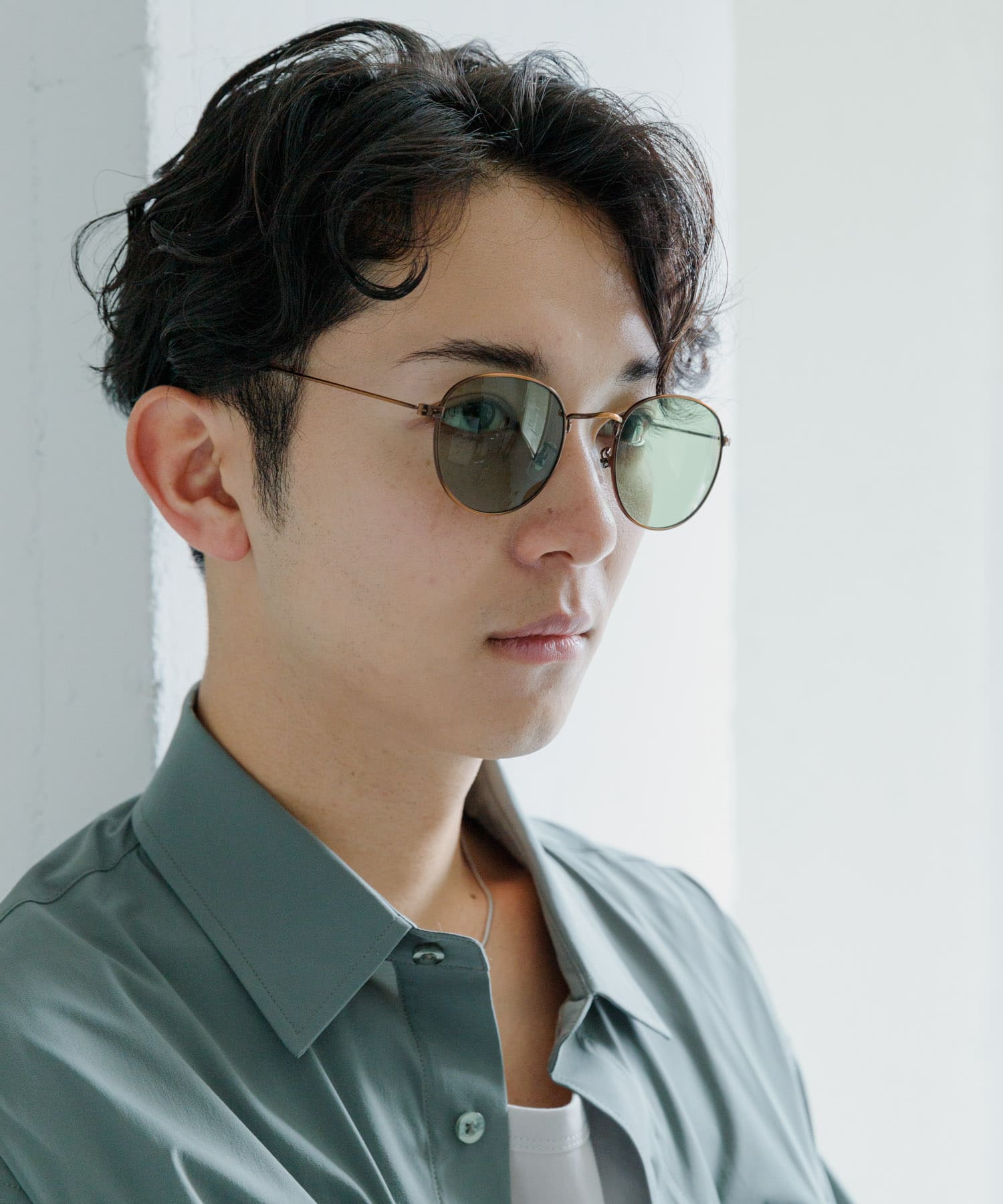 『ユニセックス』メタルフレームボストンサングラス GREEN one