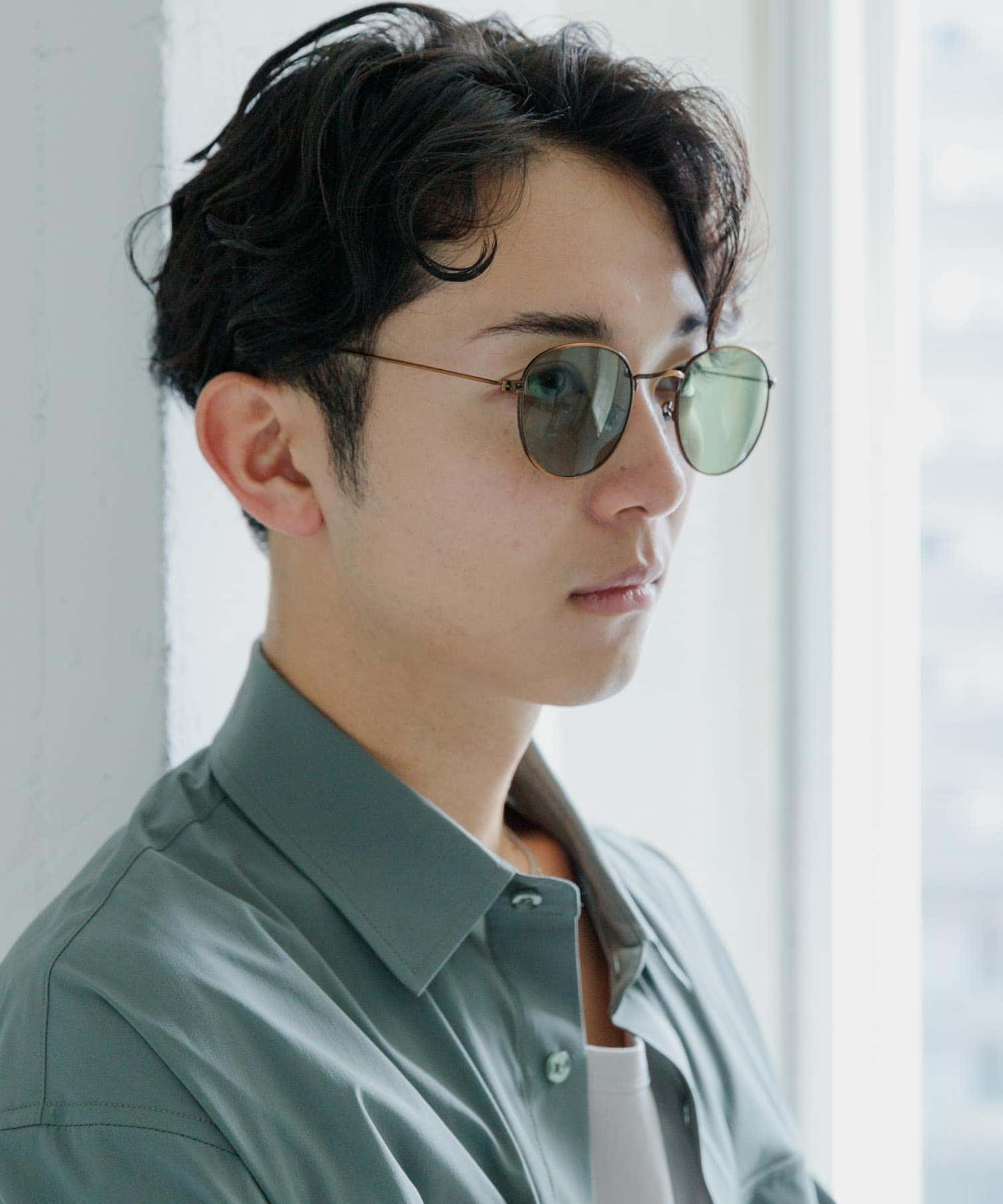 『ユニセックス』メタルフレームボストンサングラス GREEN one