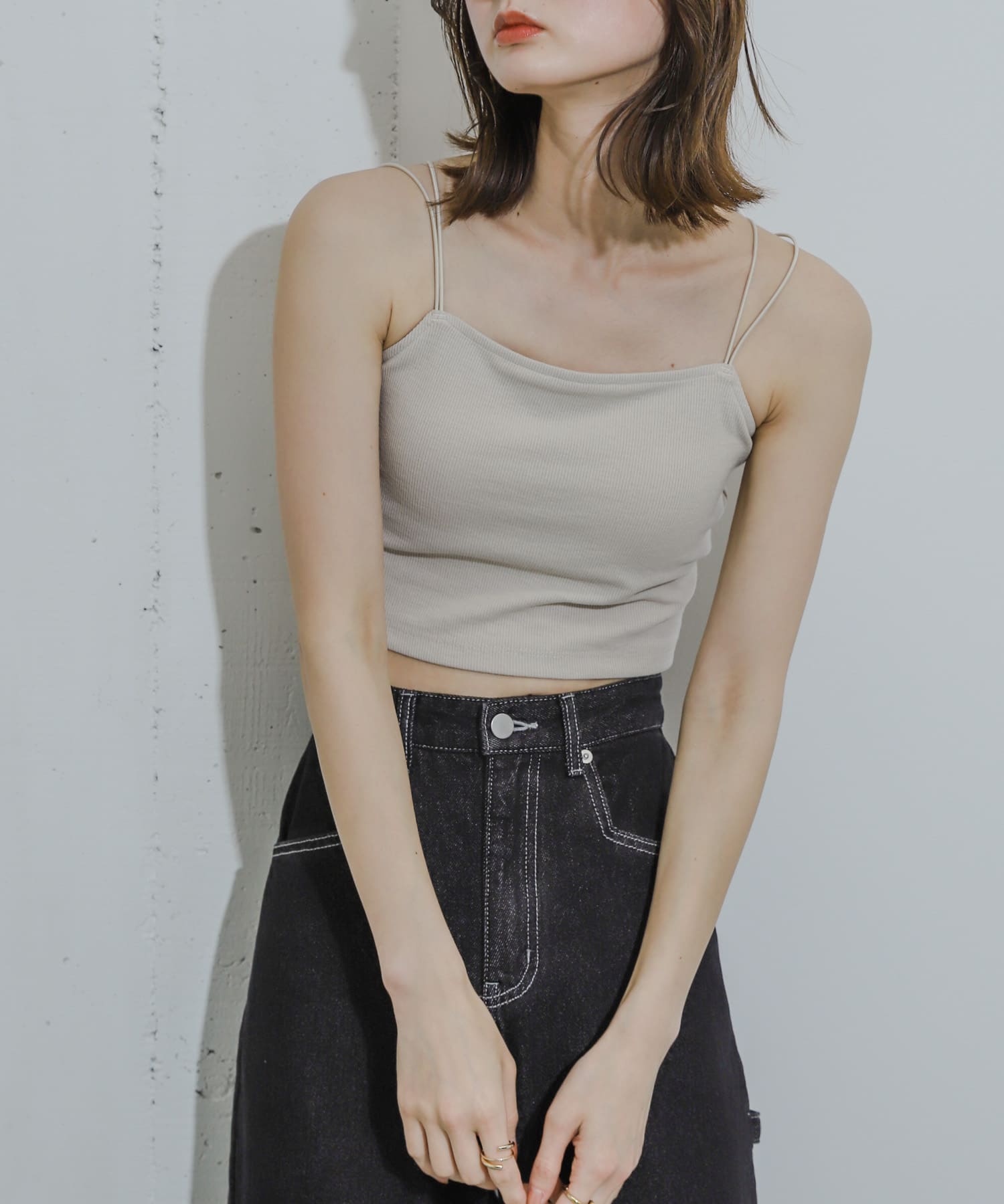 『一部WEB限定カラー』『サイズ展開あり』ダブルストラップカップツキキャミソール GREIGE one