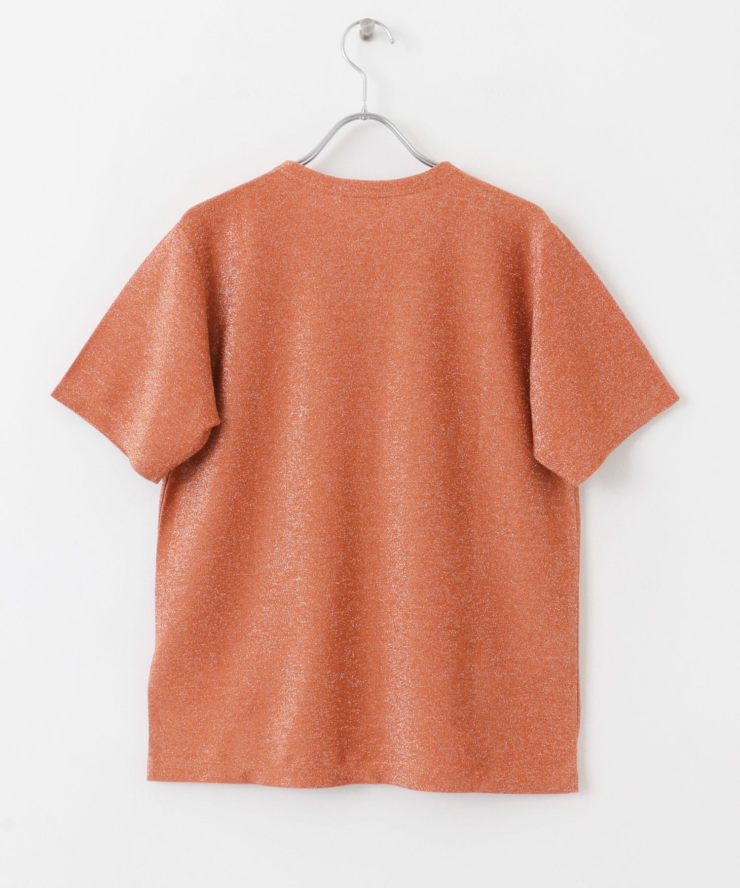 クルーネックラメTシャツ(半袖) ORANGE one