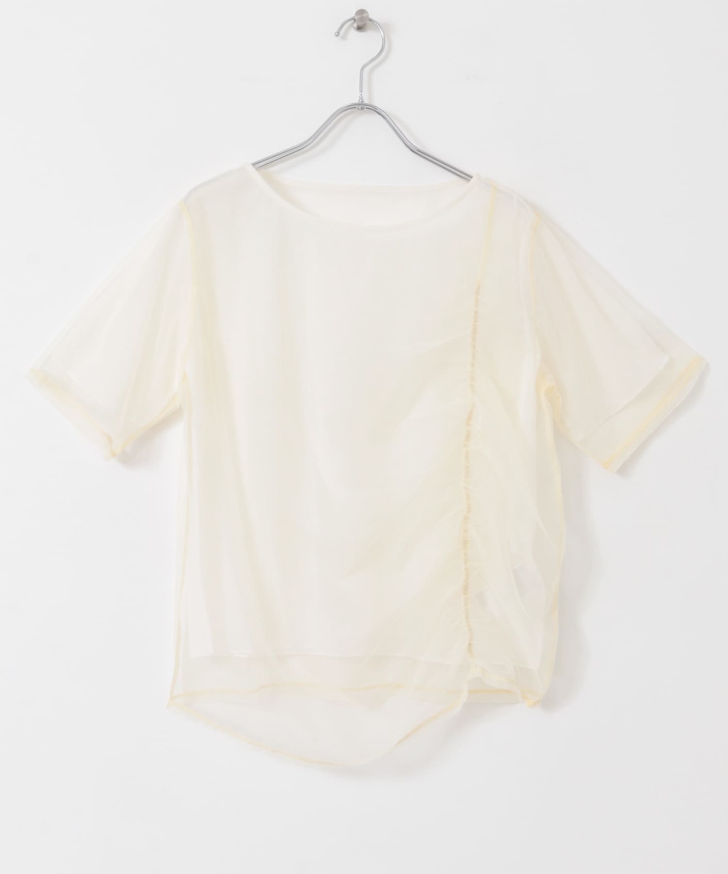 チュールレイヤードカットソー(5分袖) IVORY one