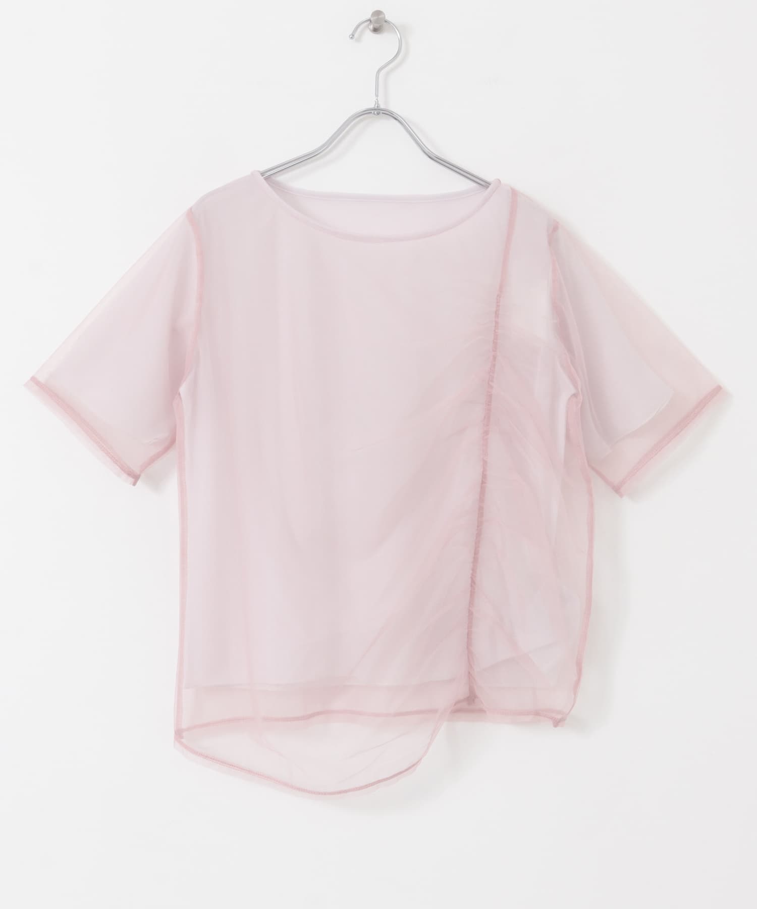 チュールレイヤードカットソー(5分袖) PINK one