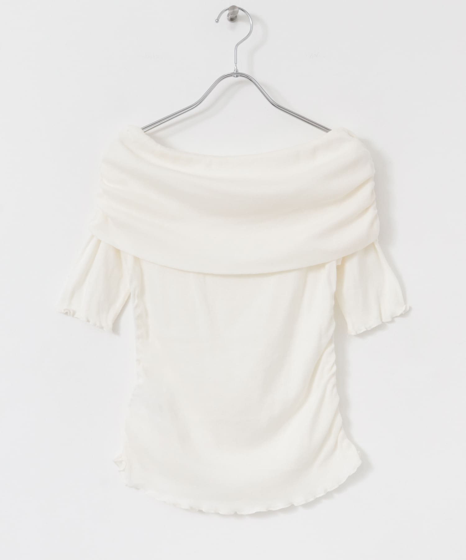 シャーリングオフショルダーシアートップ OFF WHITE one