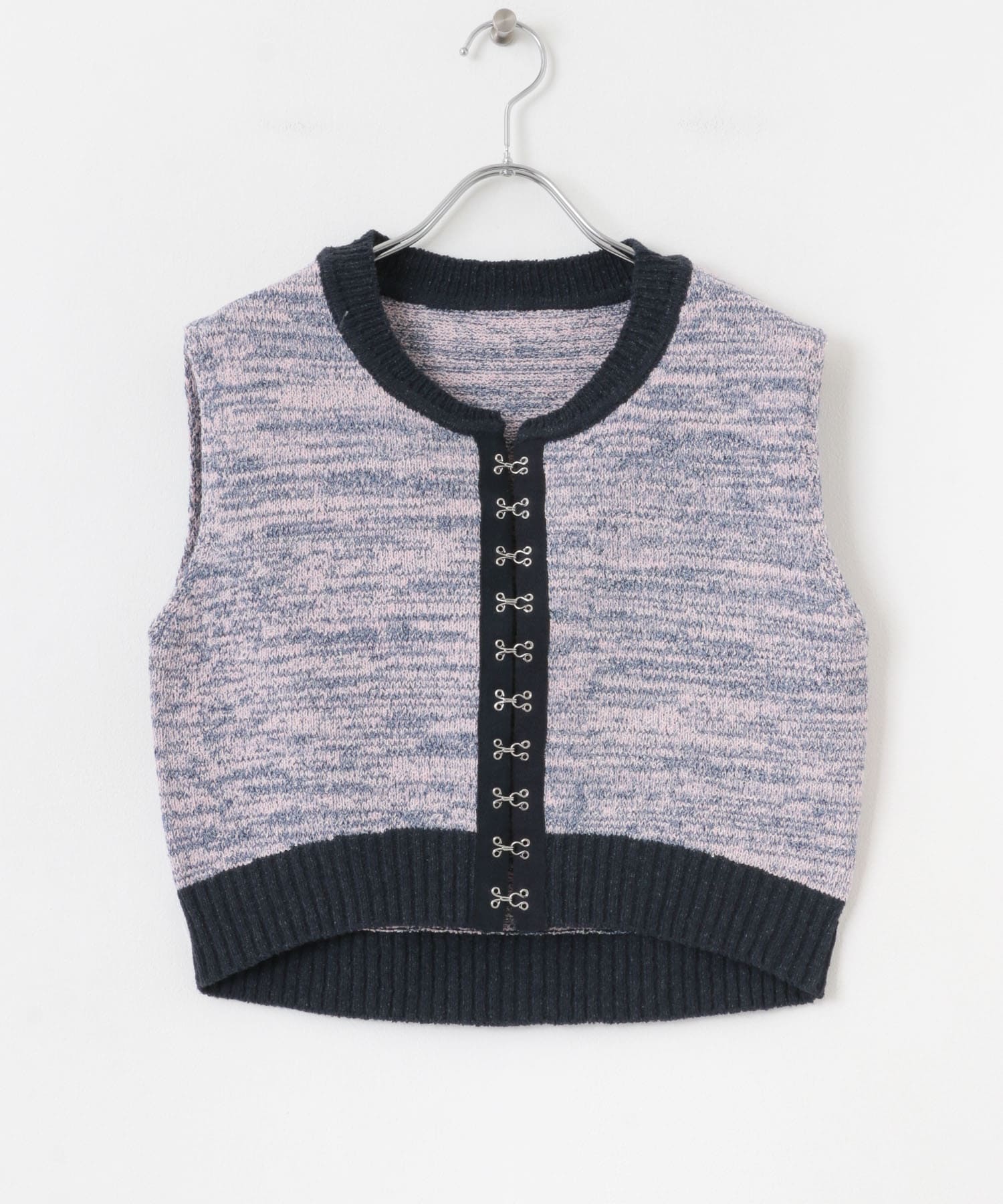 フロントホッククロップドニットトップ PINK one