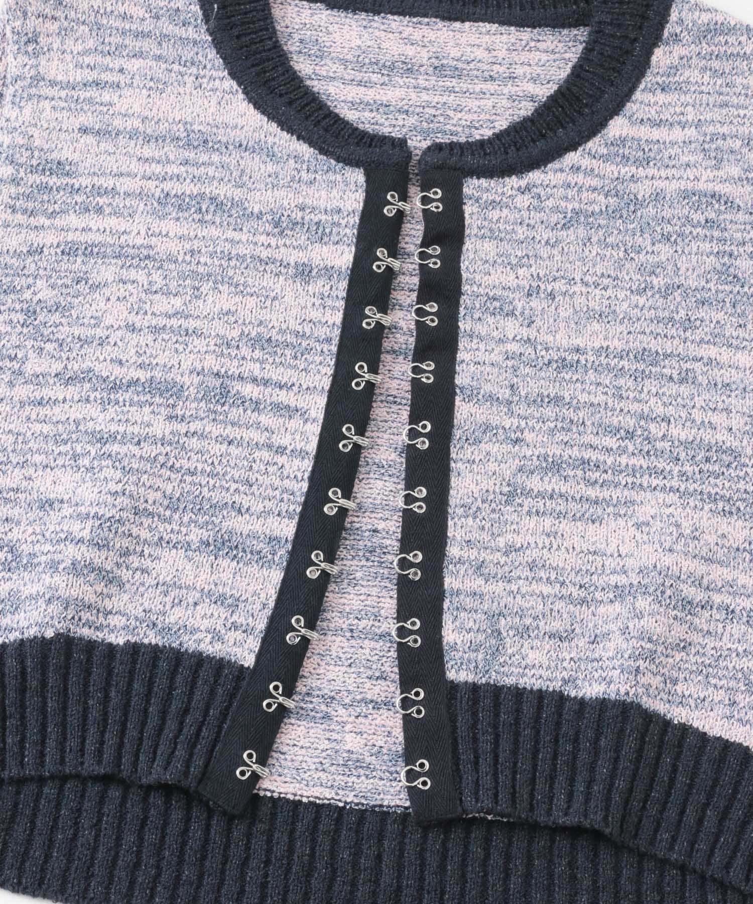 フロントホッククロップドニットトップ PINK one