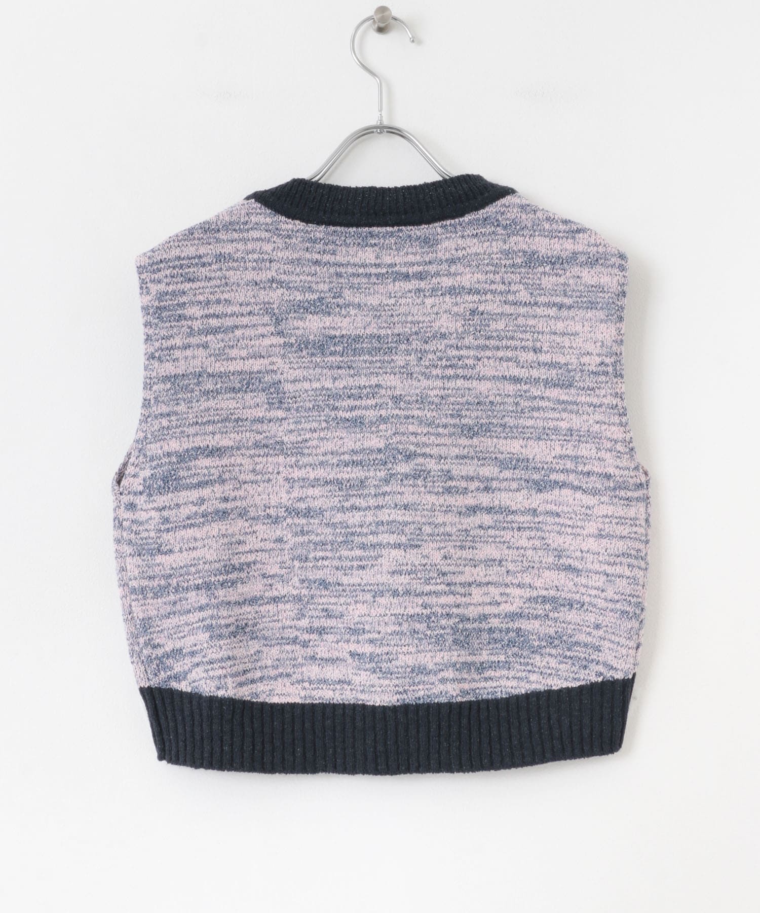 フロントホッククロップドニットトップ PINK one