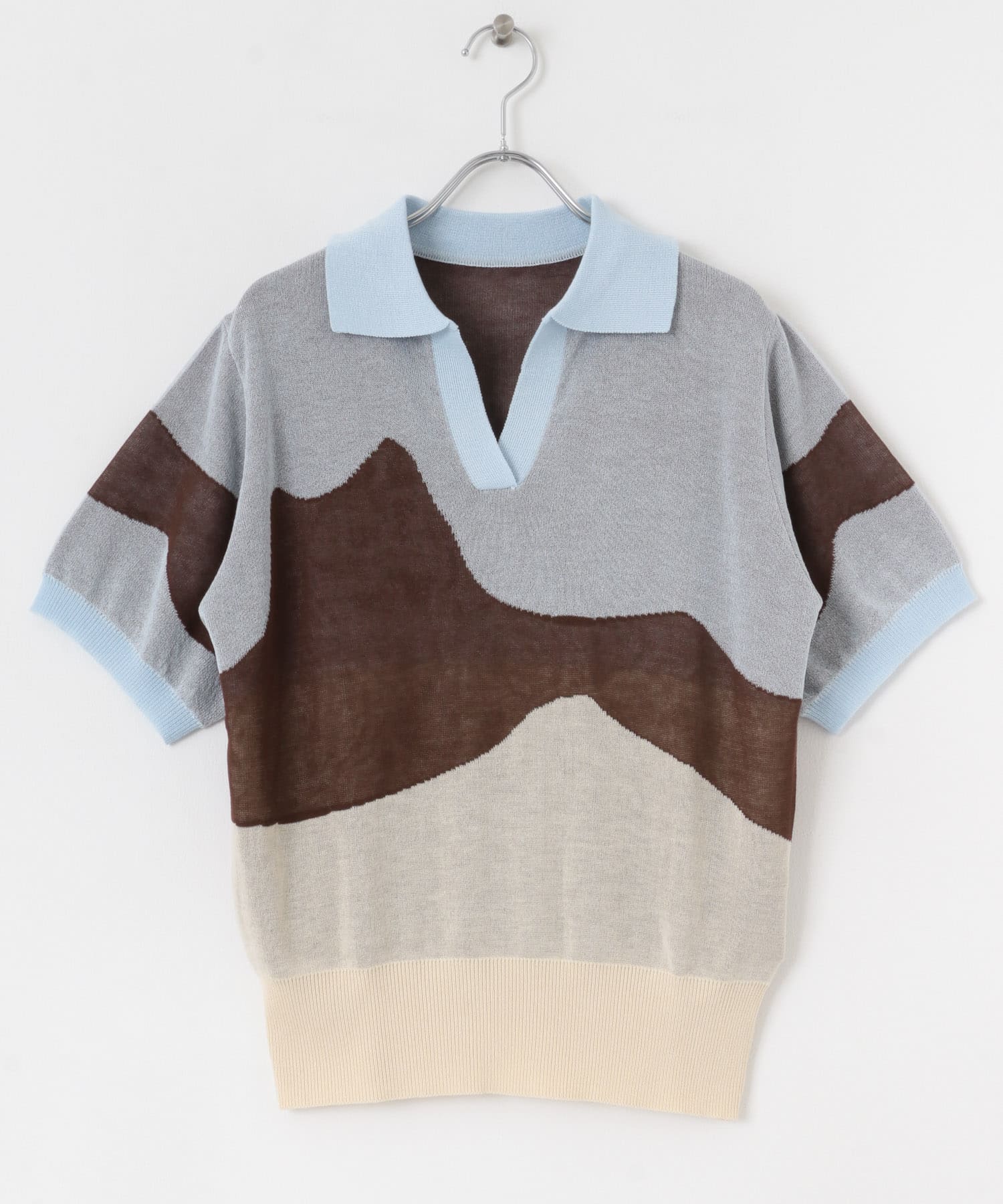 ニュアンスジャガードシアーセーター BLUE one