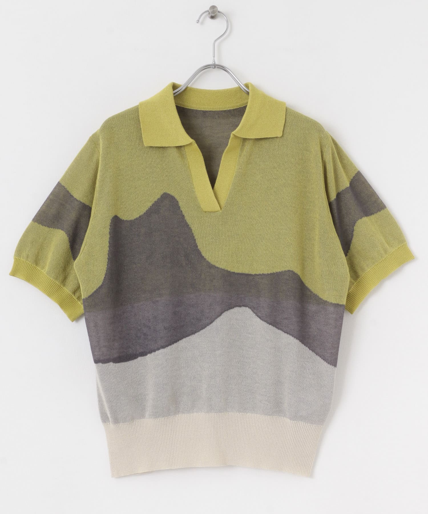 ニュアンスジャガードシアーセーター YELLOW one