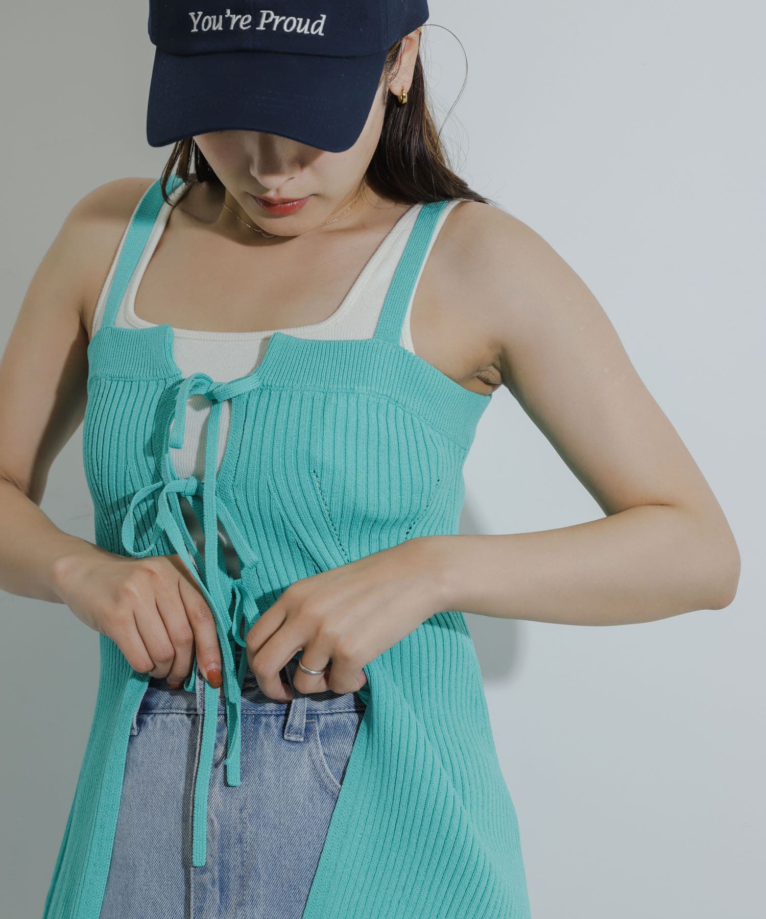 フロントリボンニットキャミソール(one GREEN): トップス｜URBAN