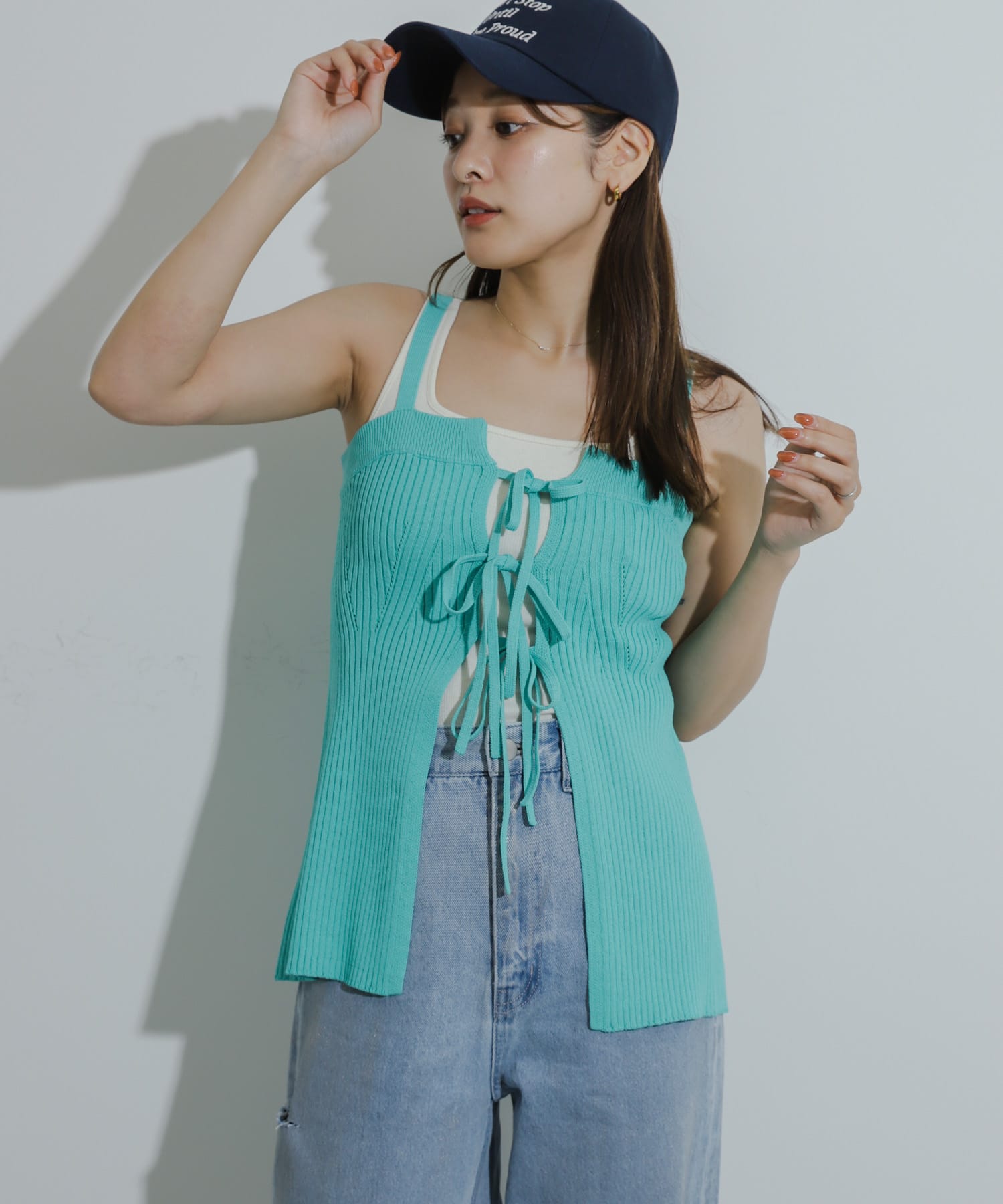 フロントリボンニットキャミソール(one GREEN): トップス｜URBAN