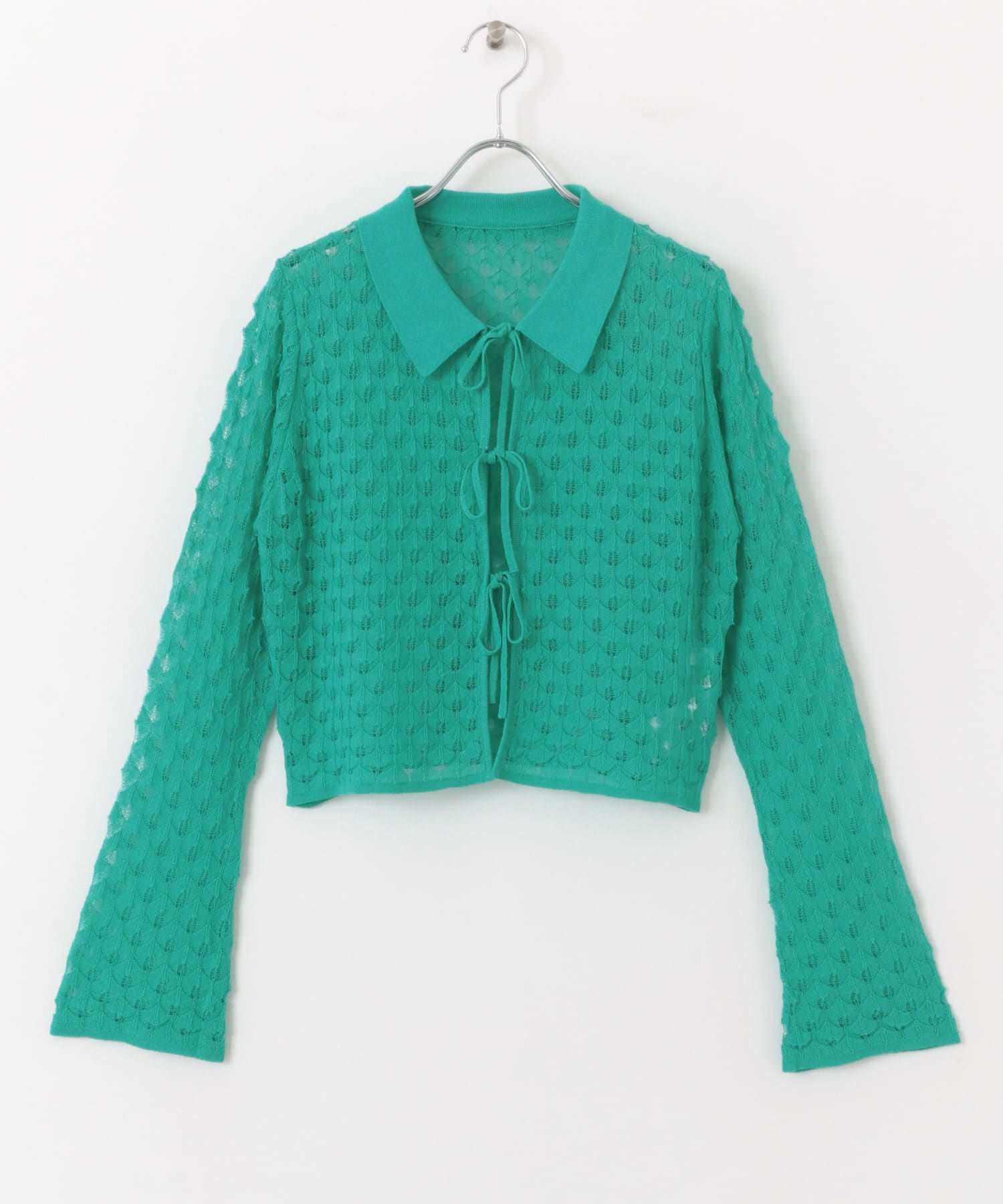 トゲトゲニットリボンカーディガン GREEN one