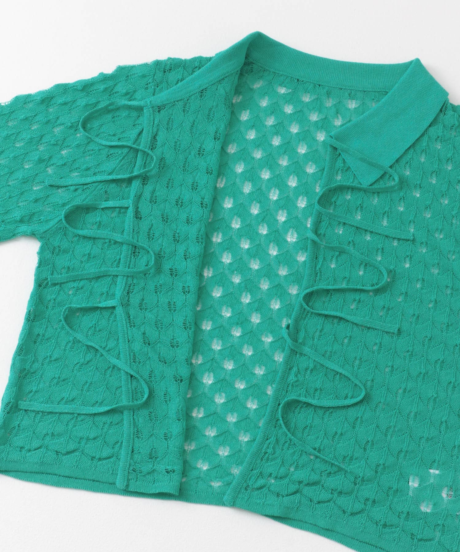 トゲトゲニットリボンカーディガン GREEN one