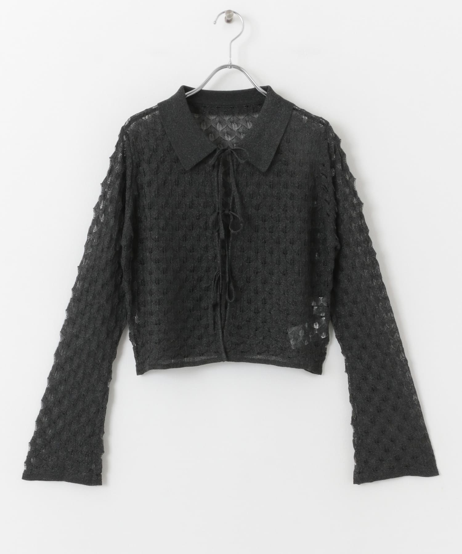 トゲトゲニットリボンカーディガン BLACK one