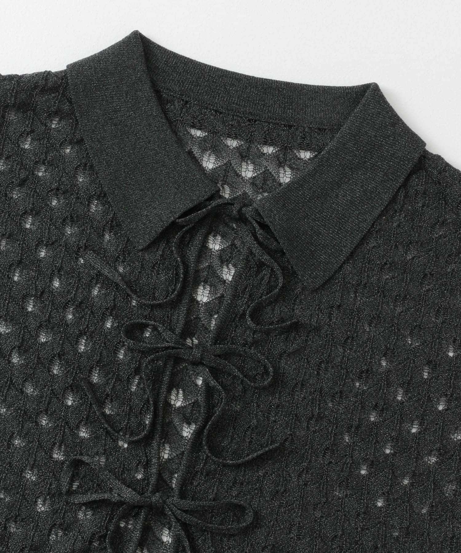 トゲトゲニットリボンカーディガン BLACK one