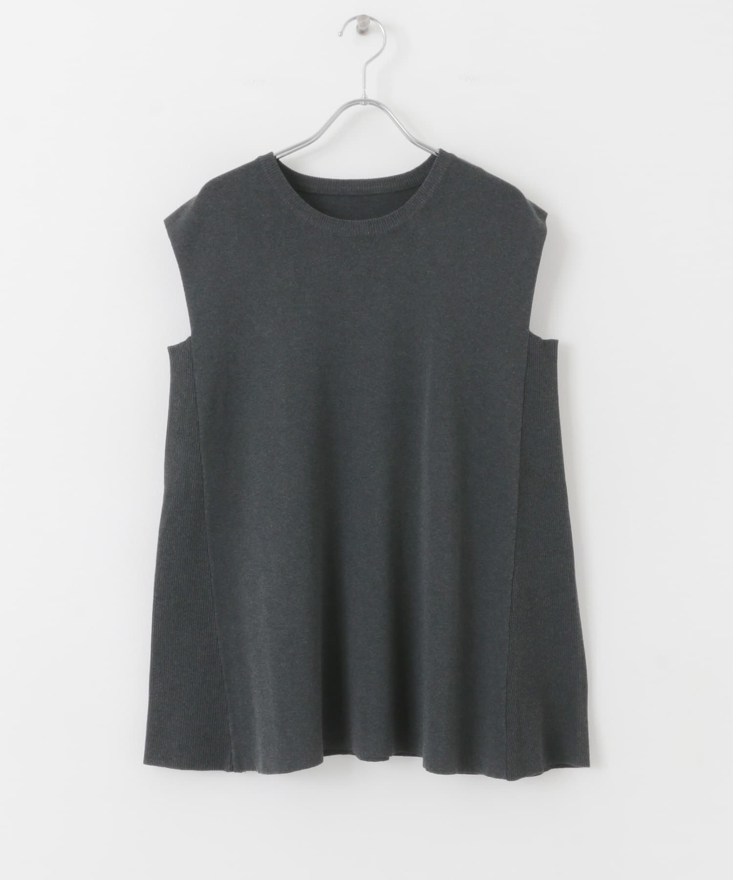 フレンチスリーブフレアチュニックセーター CHARCOAL one
