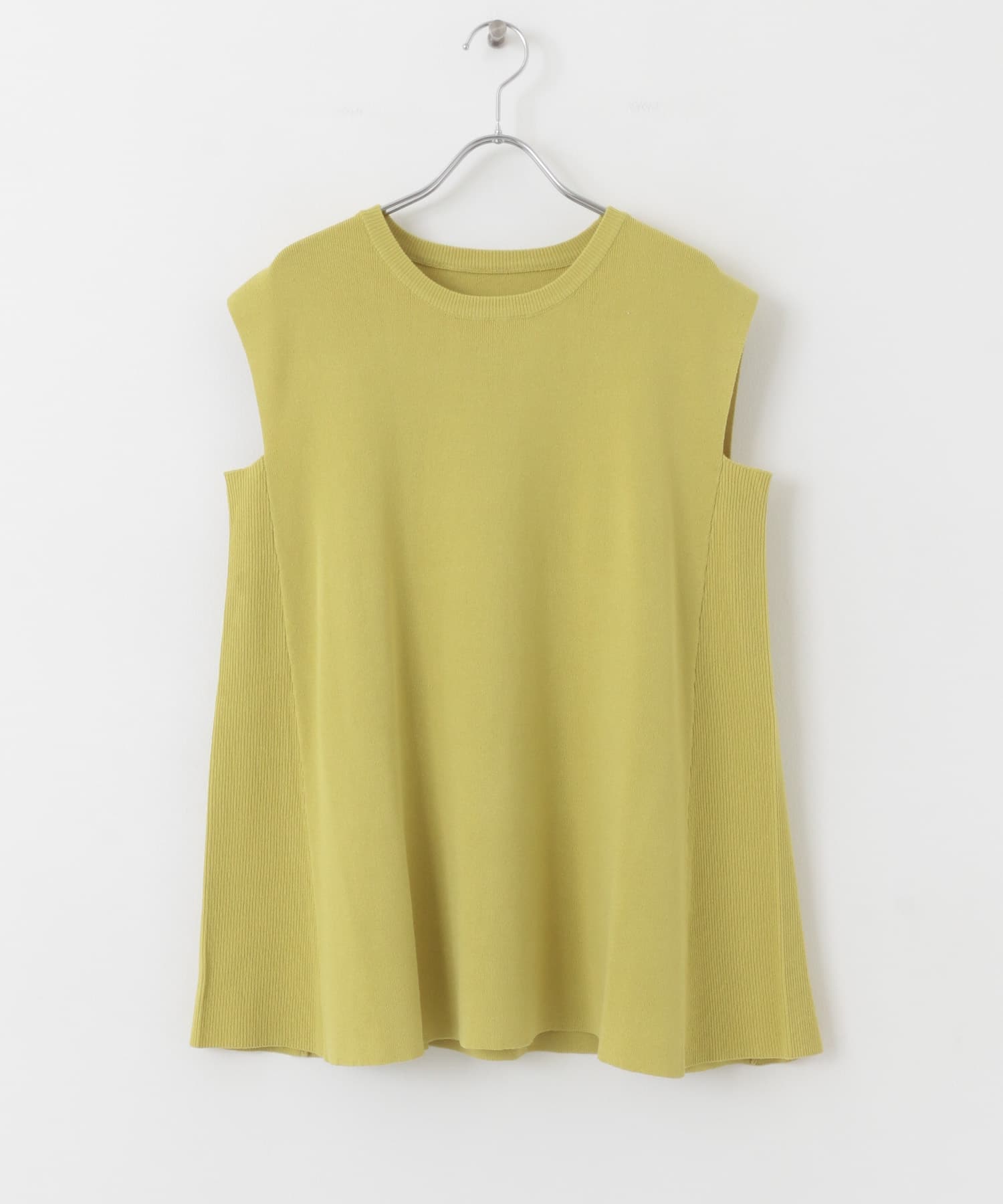 フレンチスリーブフレアチュニックセーター YELLOW one