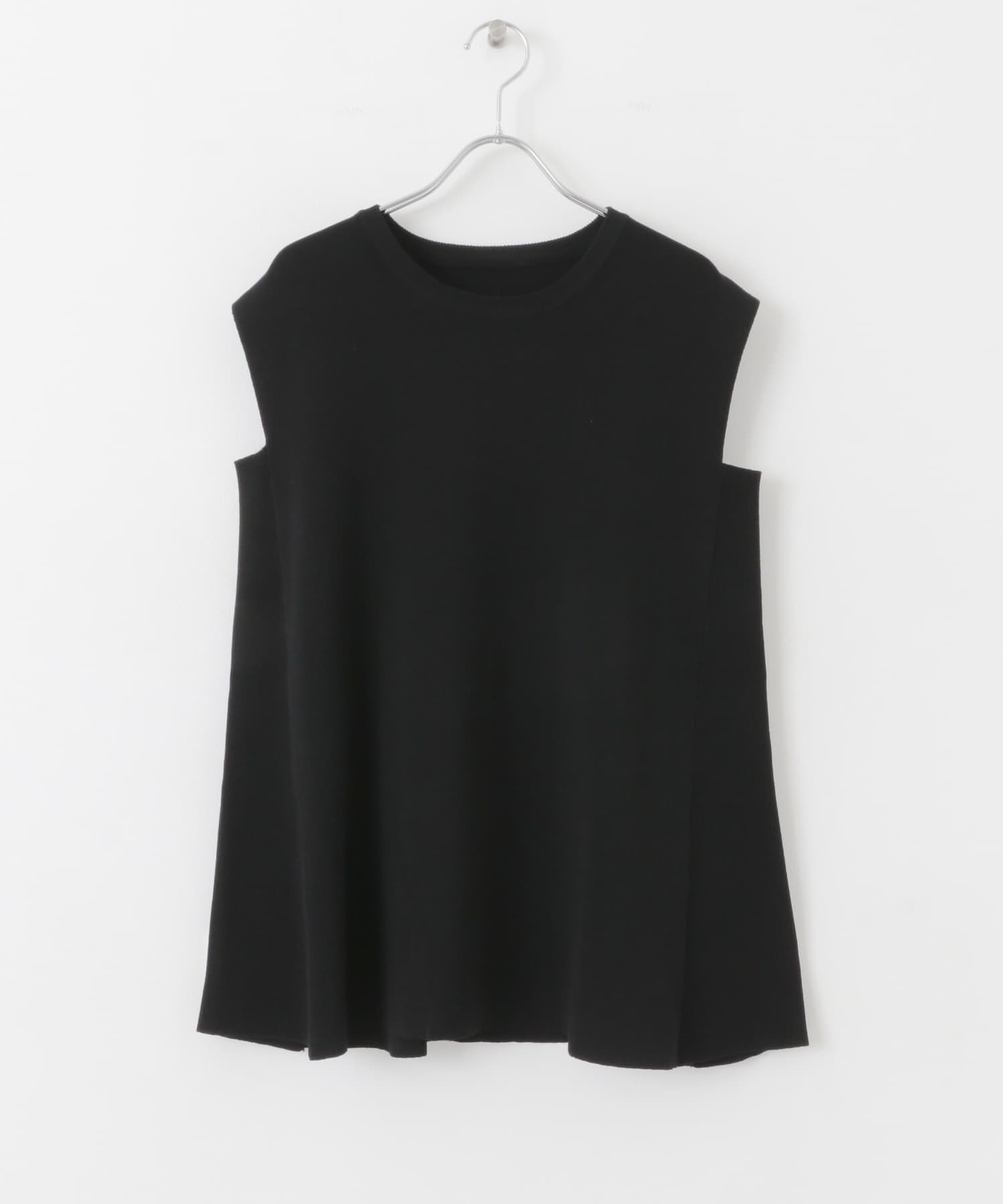 フレンチスリーブフレアチュニックセーター BLACK one