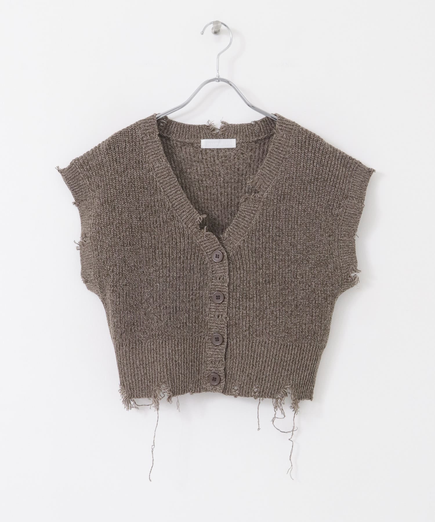 ダメージニットベスト BROWN one