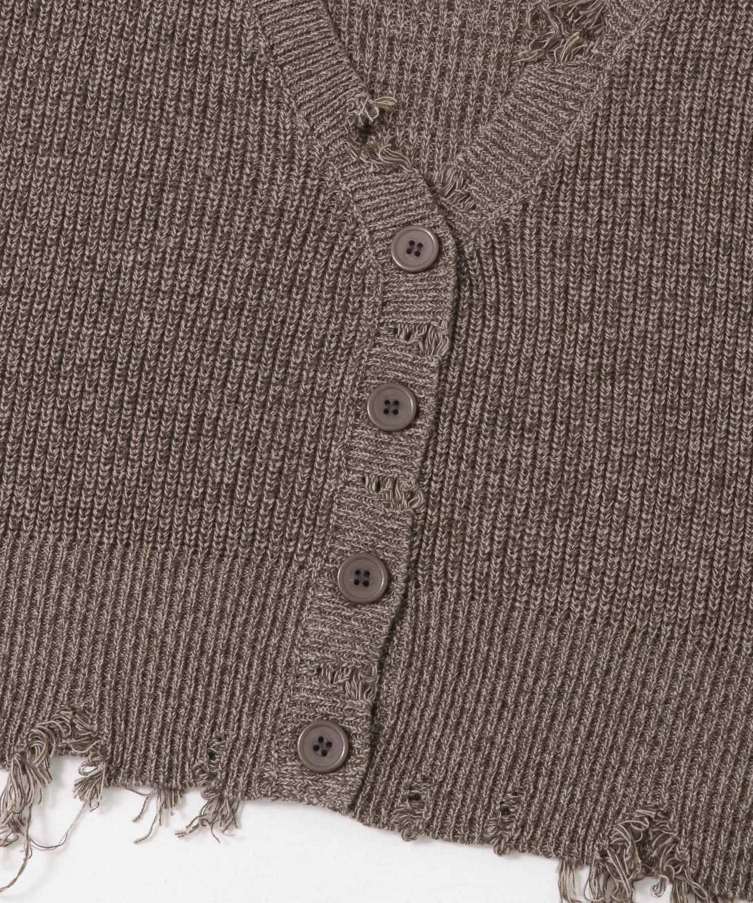 ダメージニットベスト BROWN one