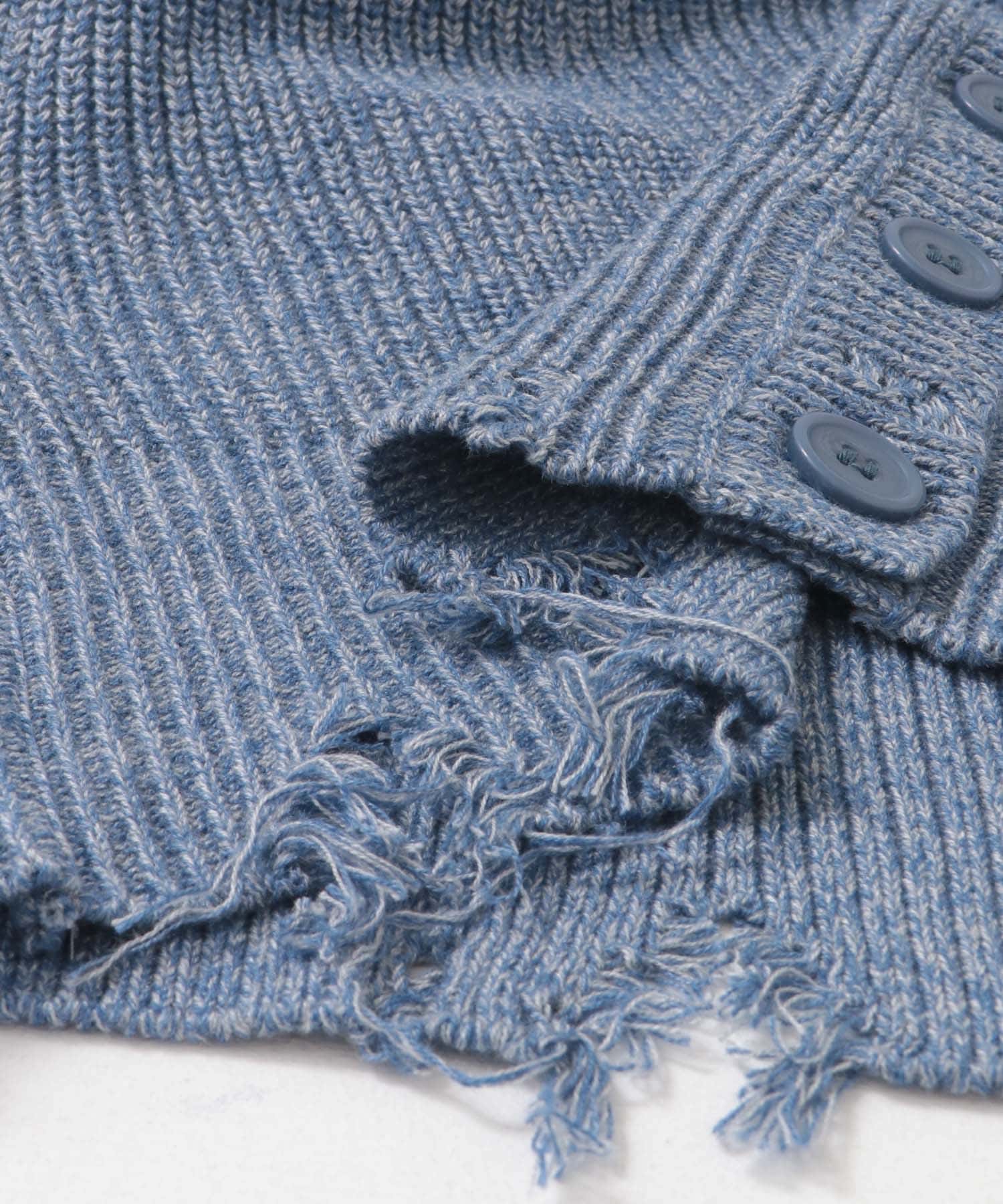 ダメージニットベスト BLUE one