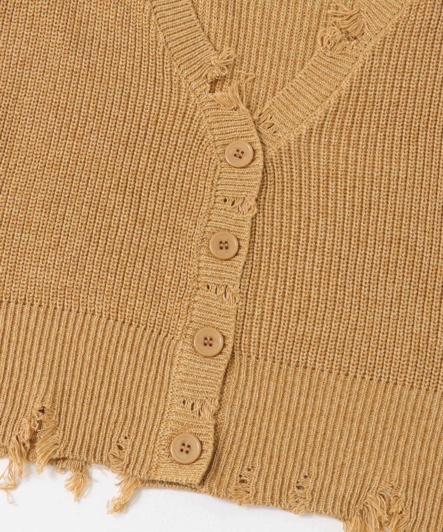 ダメージニットベスト CAMEL one