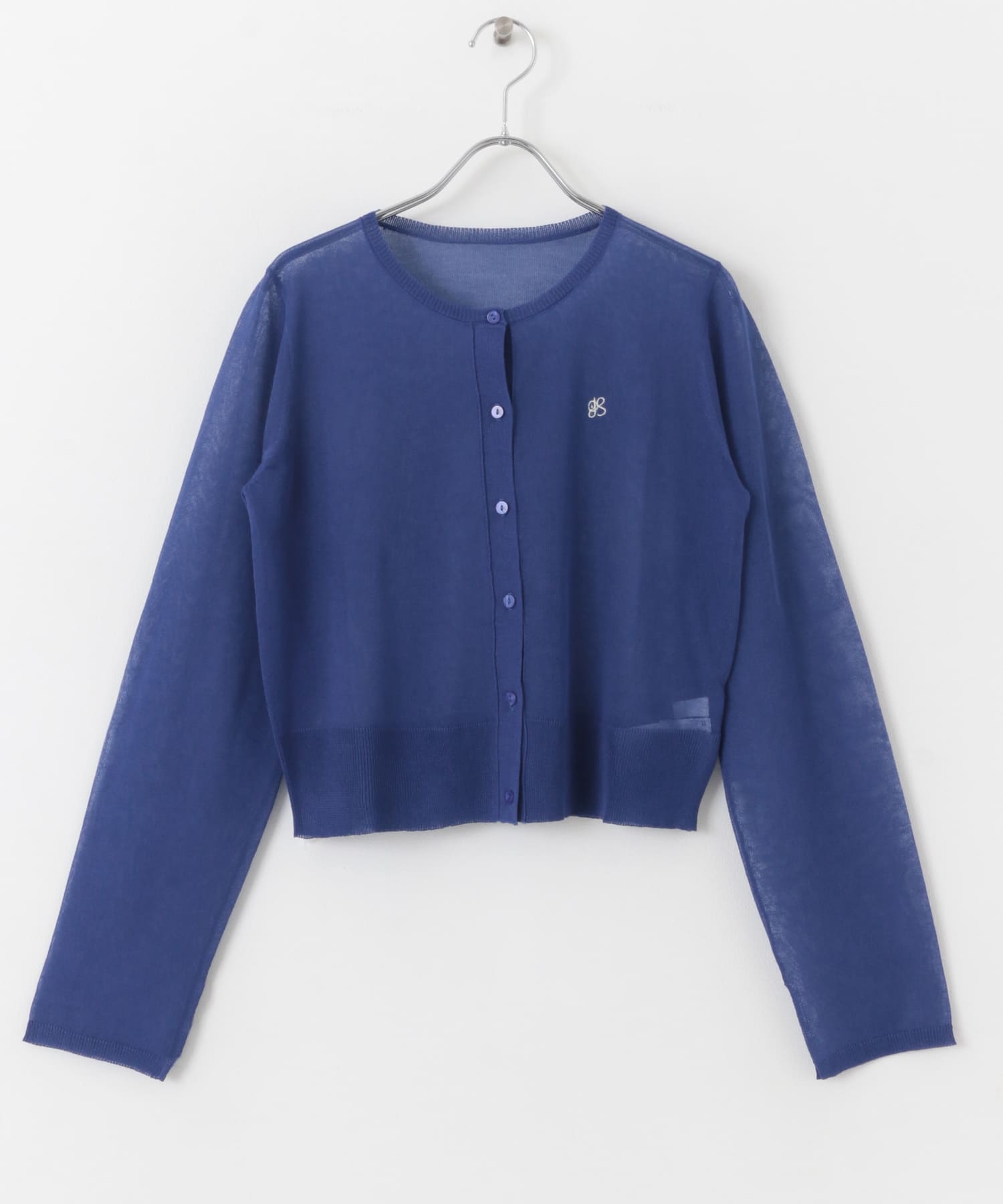 シシュウコンパクトニットカーディガン BLUE one