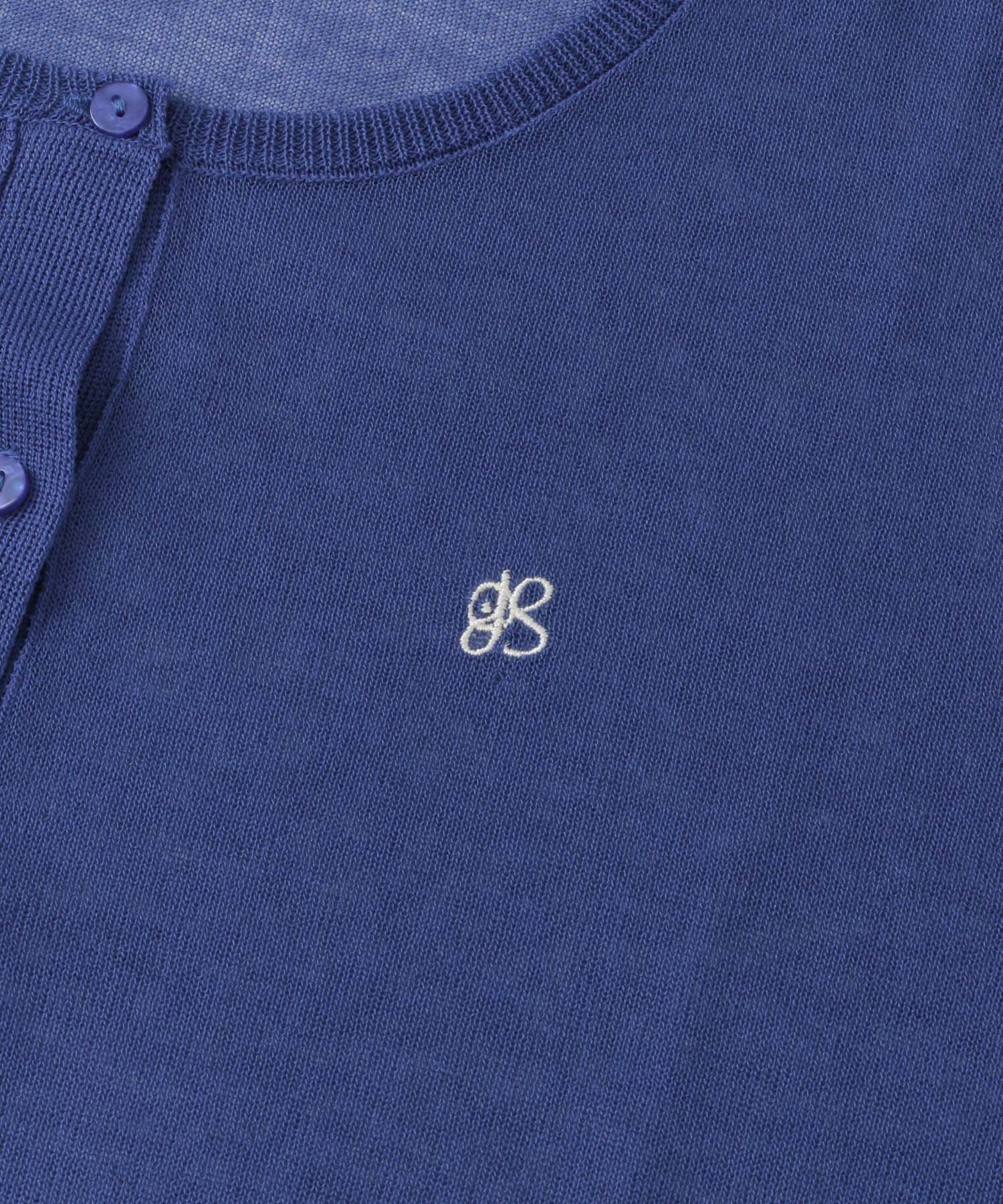 シシュウコンパクトニットカーディガン BLUE one