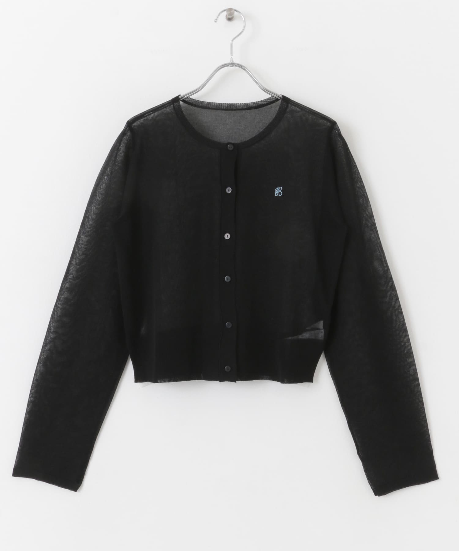 シシュウコンパクトニットカーディガン BLACK one
