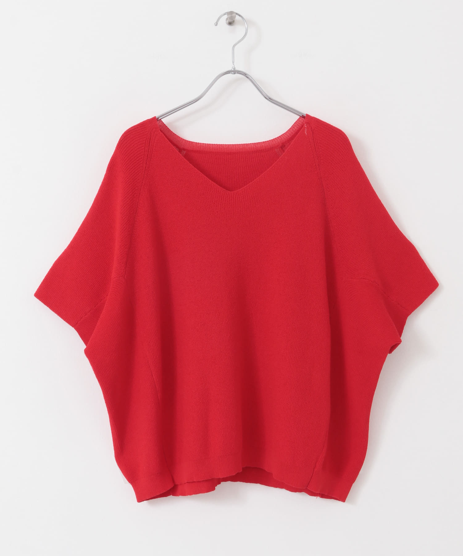 Vネックドルマンセーター RED one