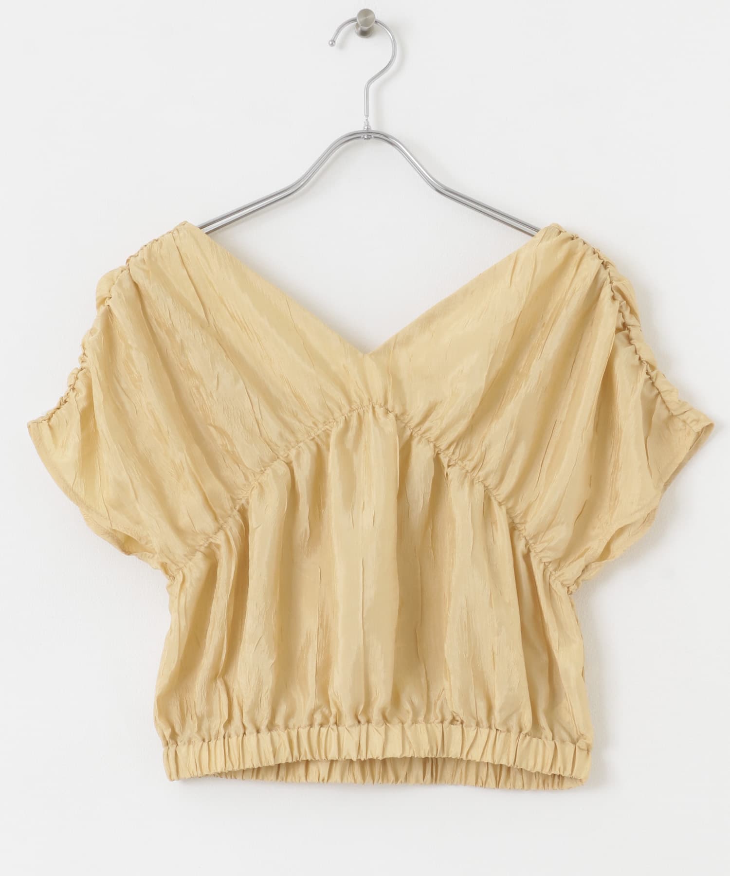クロップドギャザーブラウス BEIGE one
