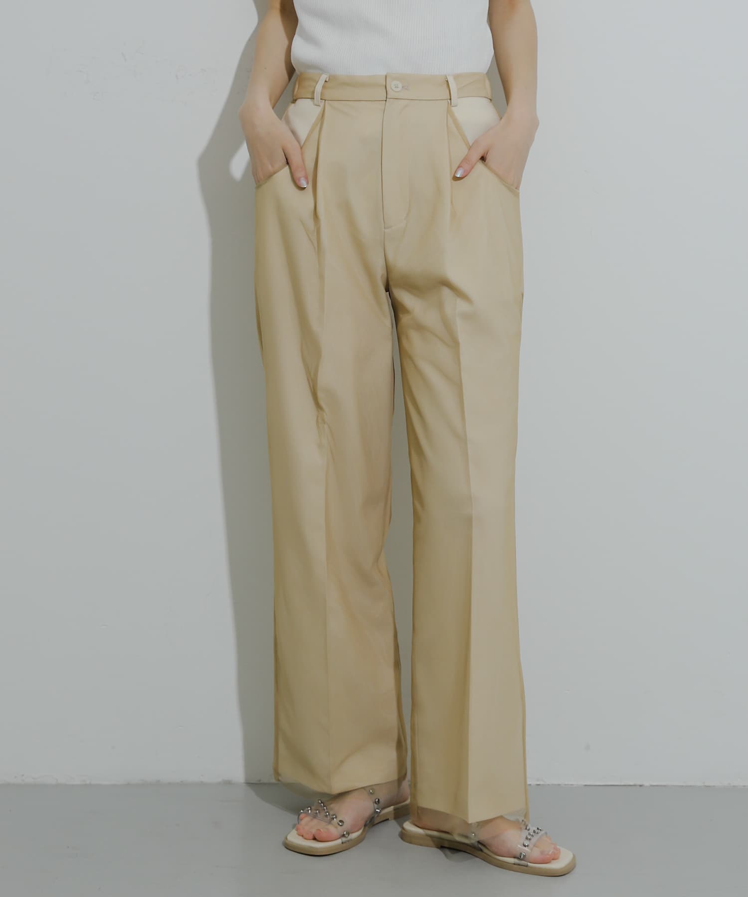 チュールストレートパンツ