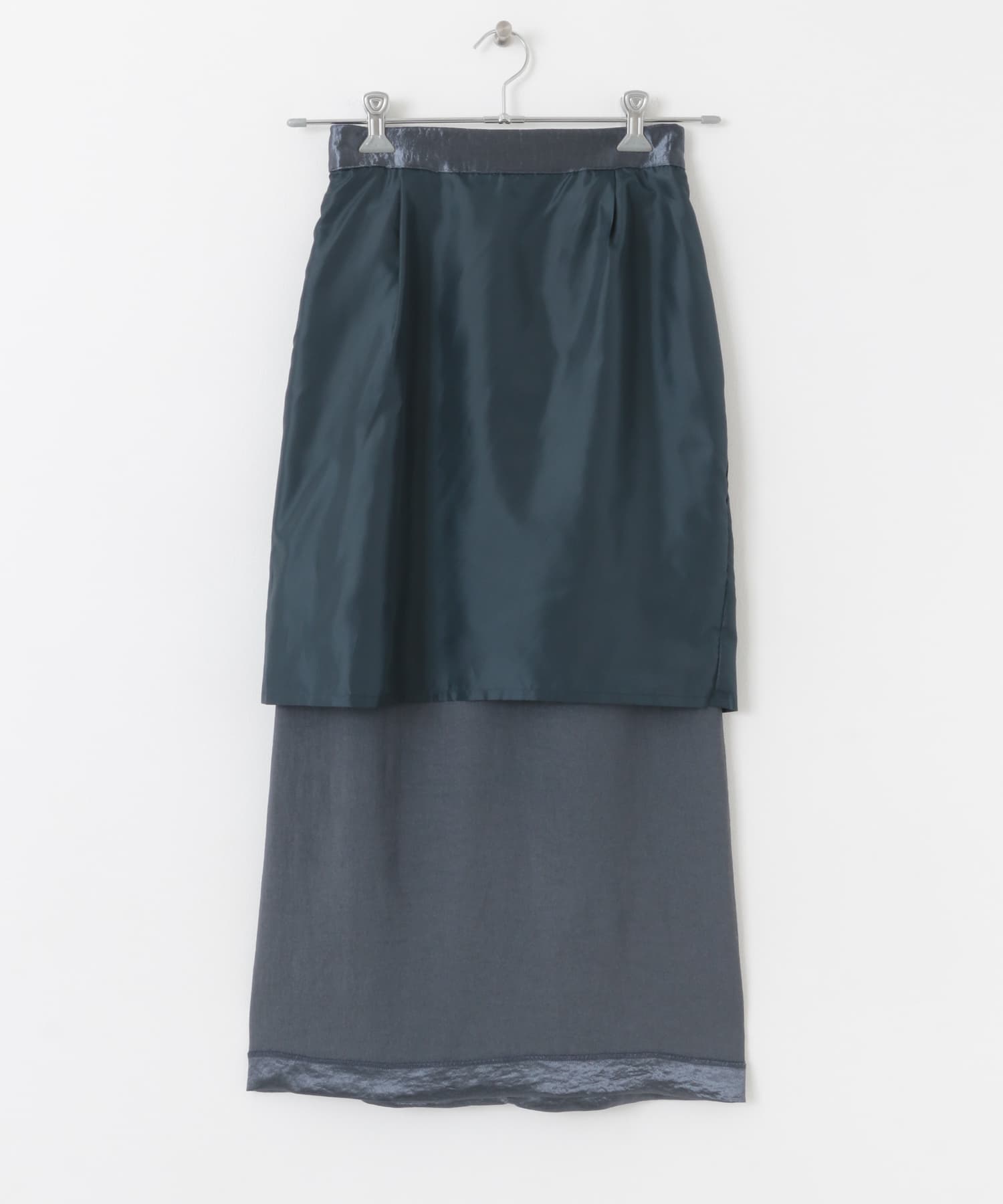 シャイニーサテンナロースカート NAVY S