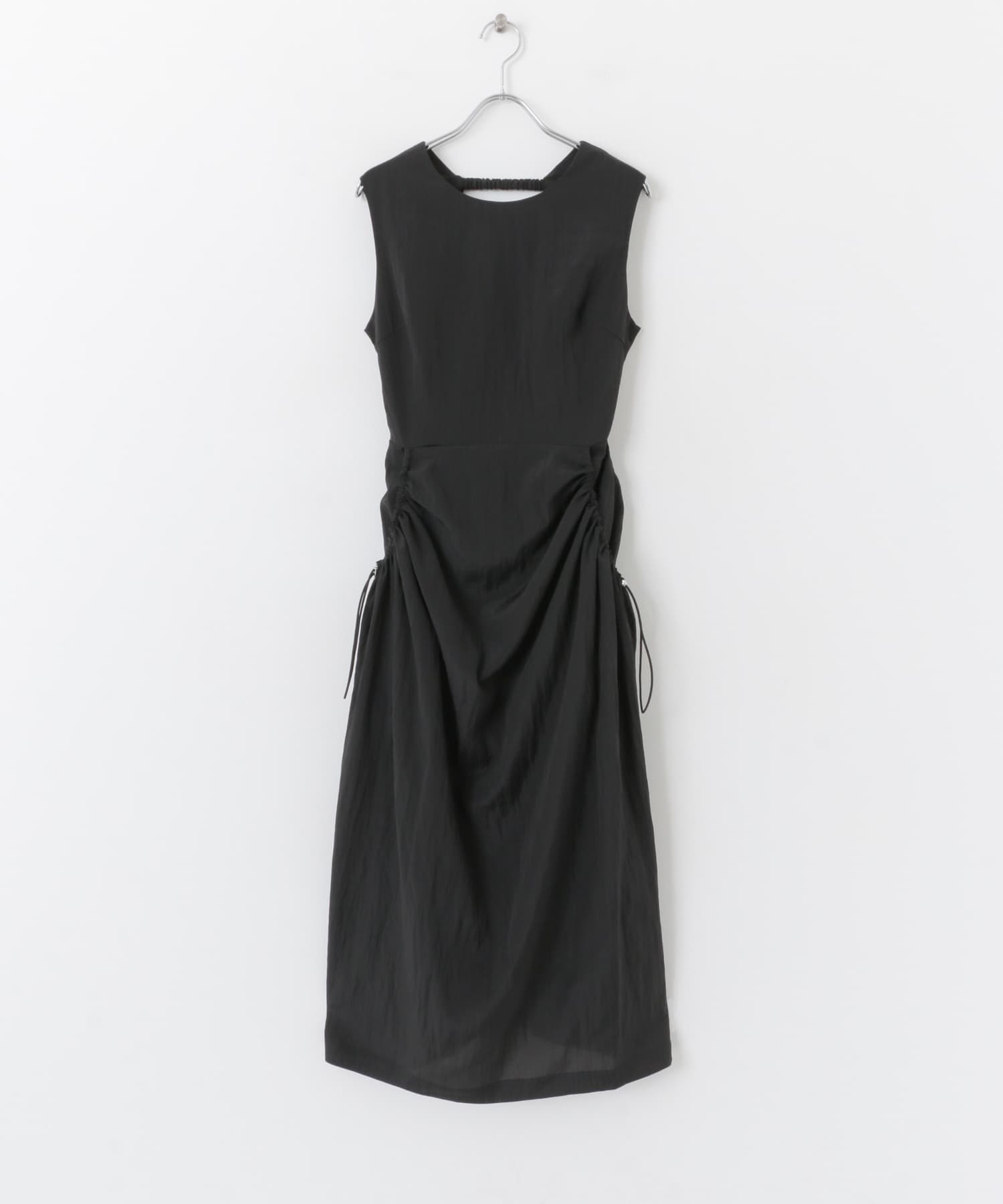 ナイロンギャザーコクーンワンピース BLACK COMPACT