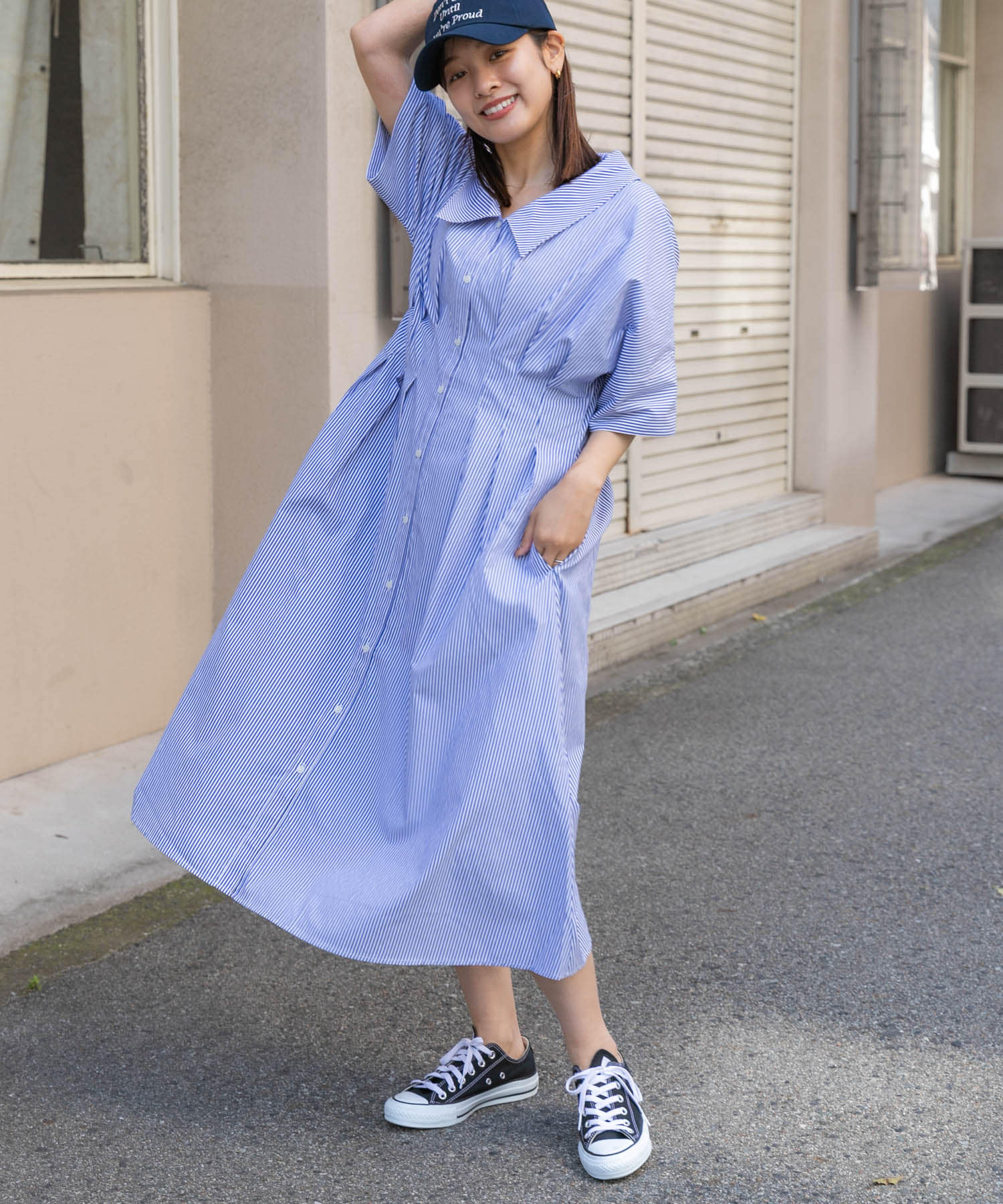 ウエストタックシャツワンピース