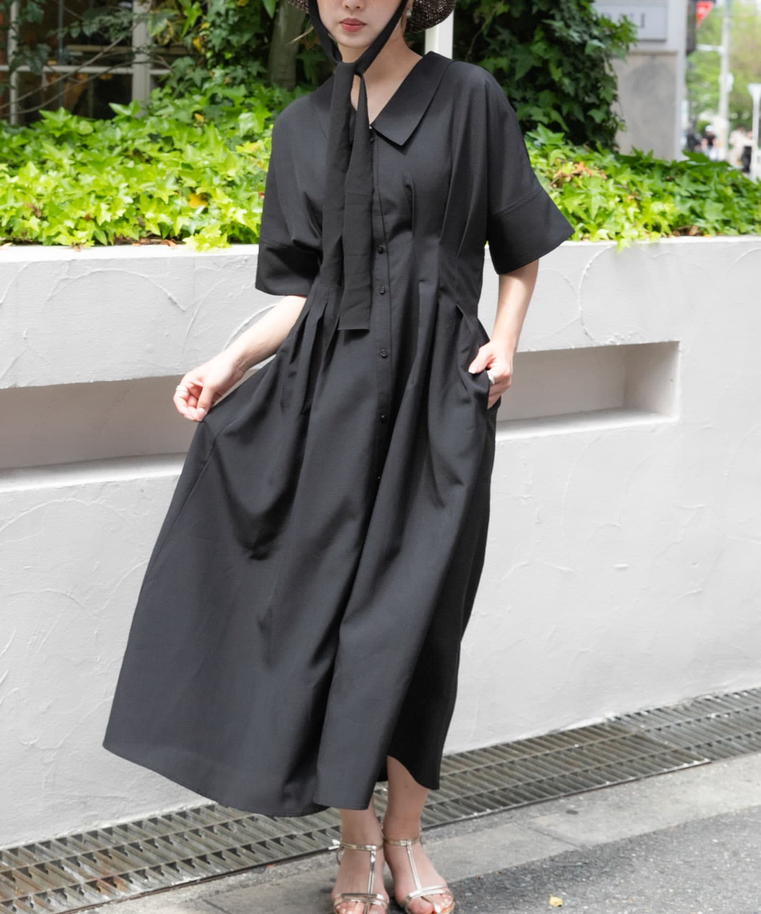 ウエストタックシャツワンピース(COMPACT BLACK): ワンピース｜URBAN